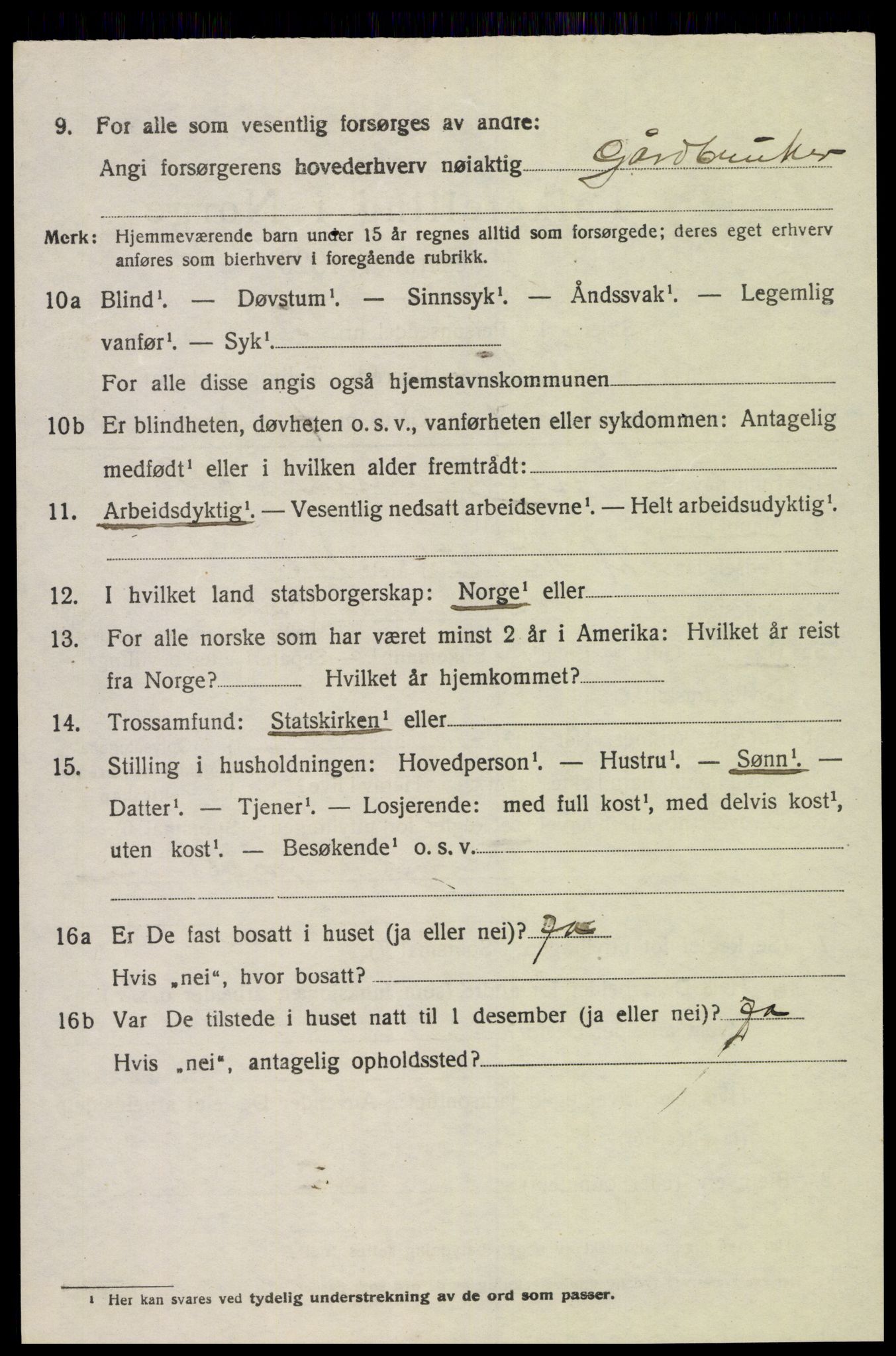 SAK, 1920 census for Holum, 1920, p. 2812