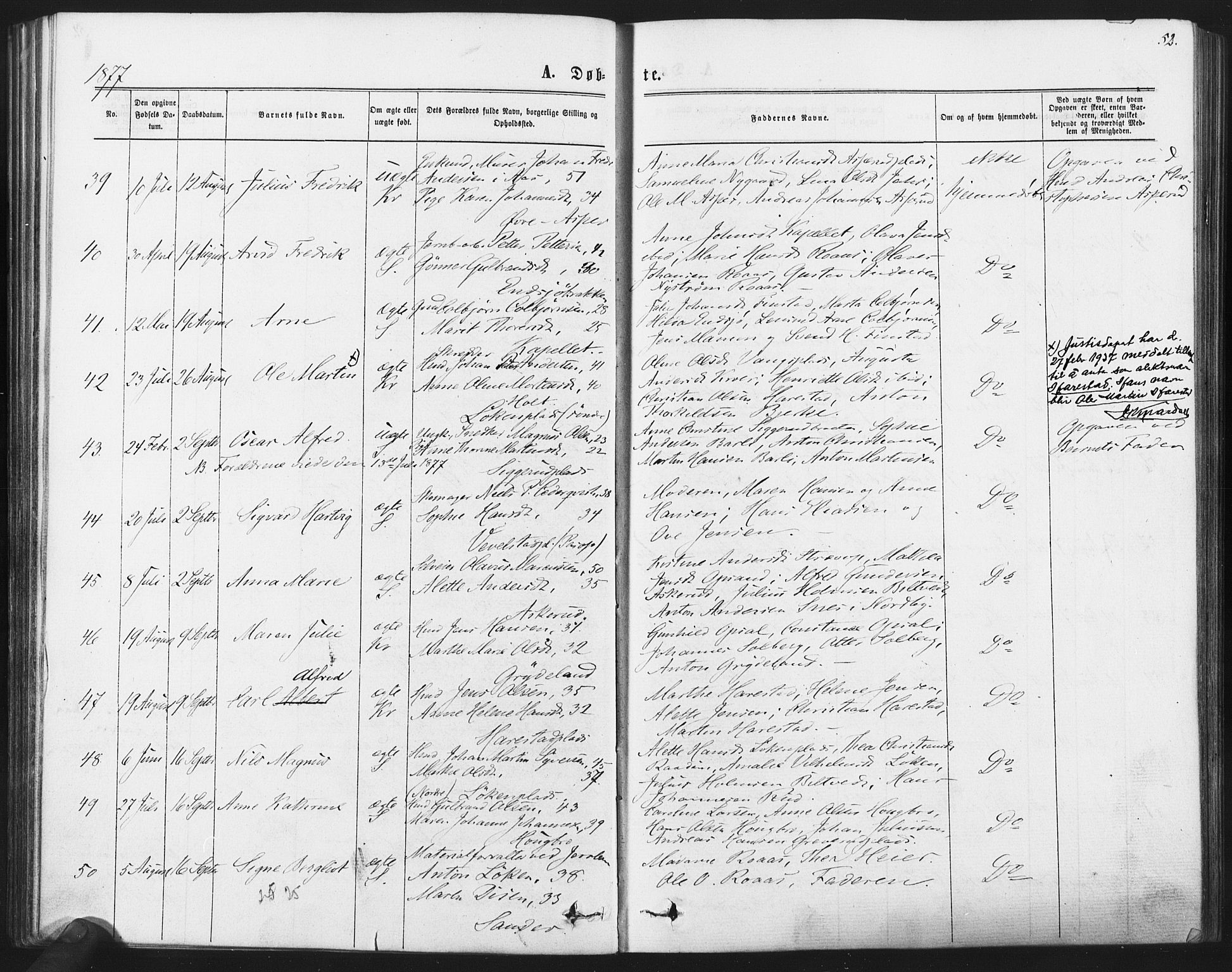 Kråkstad prestekontor Kirkebøker, SAO/A-10125a/F/Fa/L0008: Parish register (official) no. I 8, 1870-1879, p. 52