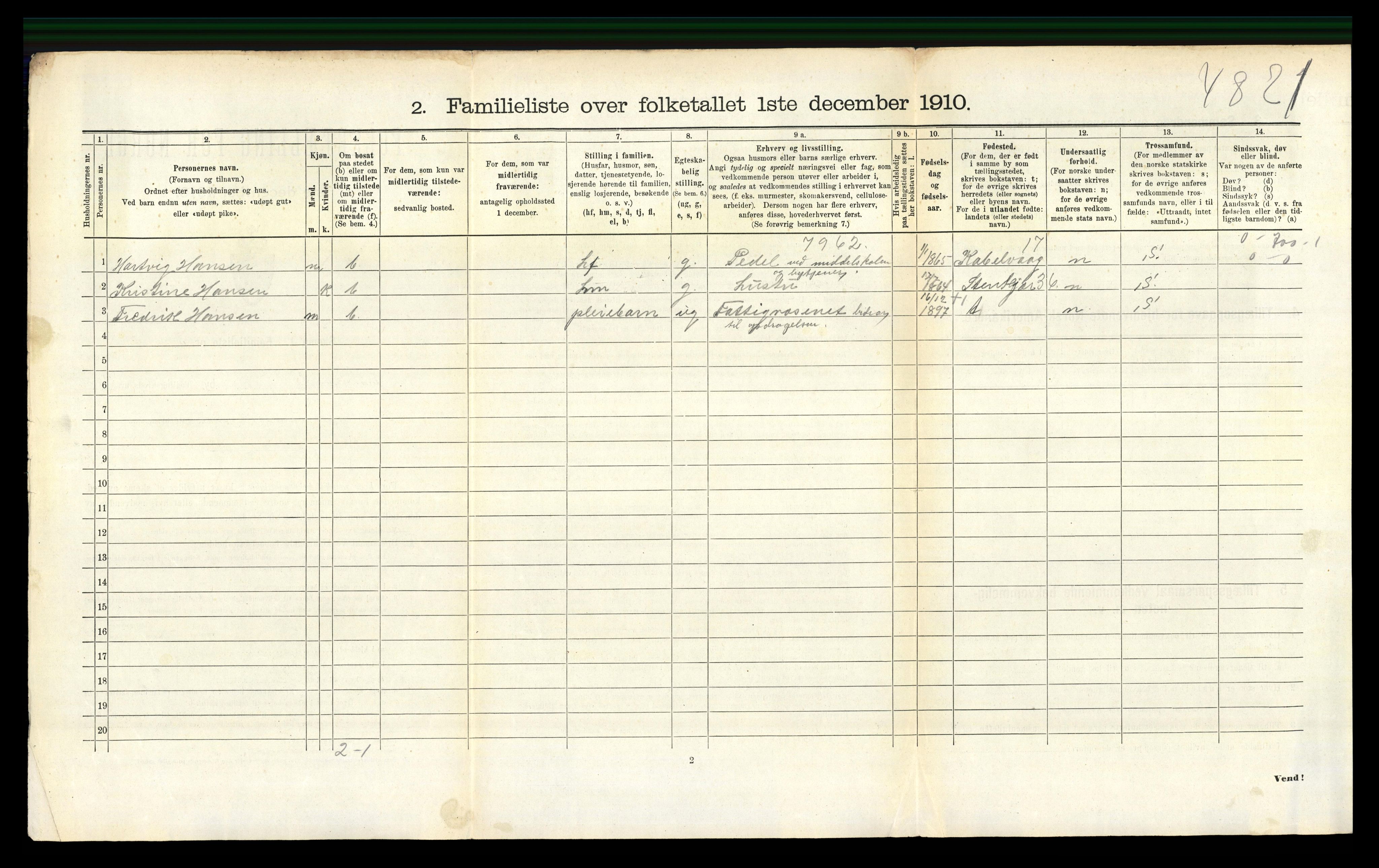 RA, 1910 census for Egersund, 1910, p. 418