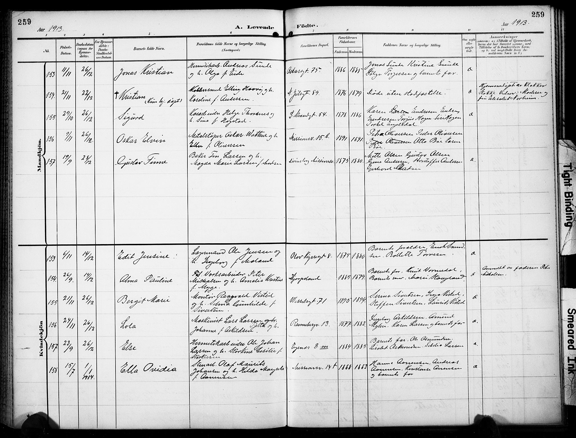 Domkirken sokneprestkontor, SAST/A-101812/001/30/30BB/L0018: Parish register (copy) no. B 18, 1903-1915, p. 259