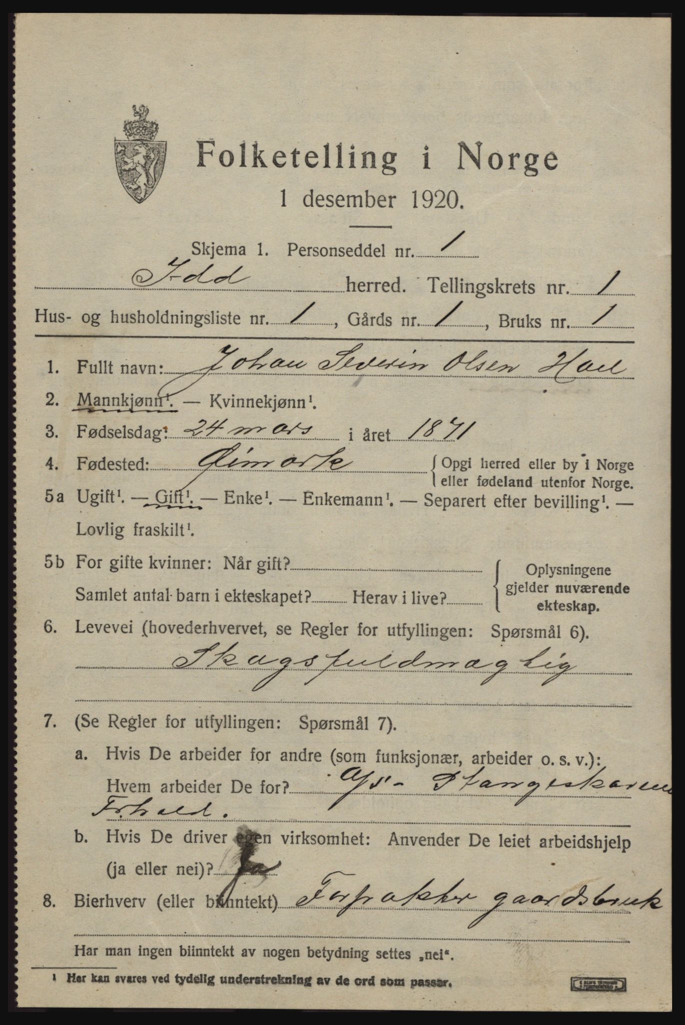 SAO, 1920 census for Idd, 1920, p. 1958