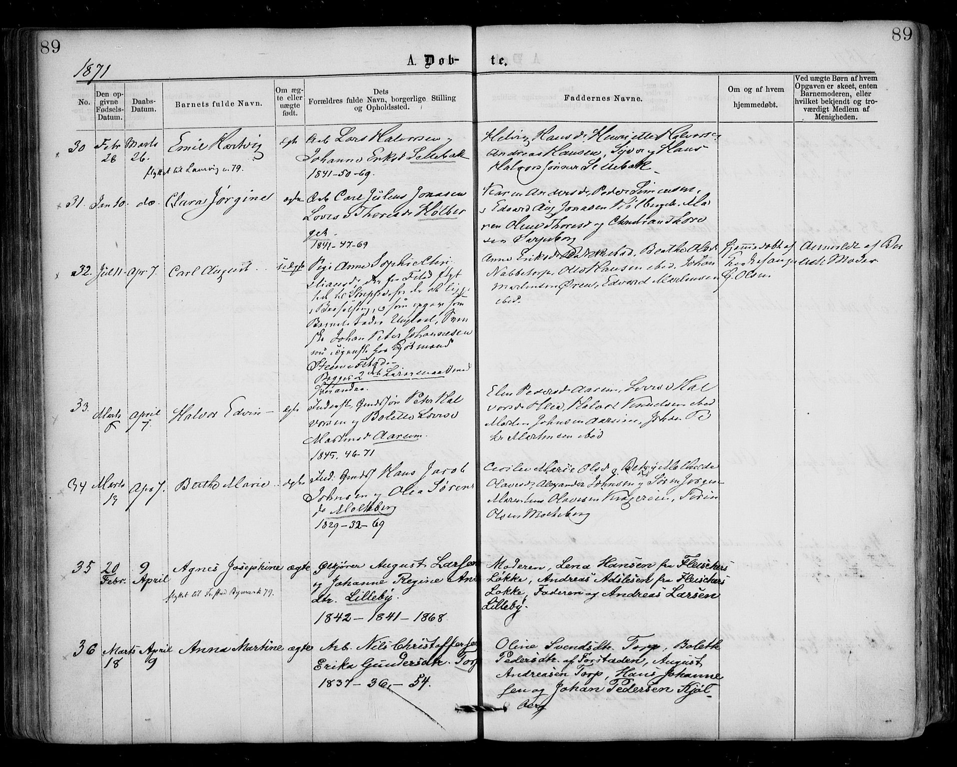 Borge prestekontor Kirkebøker, AV/SAO-A-10903/F/Fa/L0006: Parish register (official) no. I 6, 1861-1874, p. 89