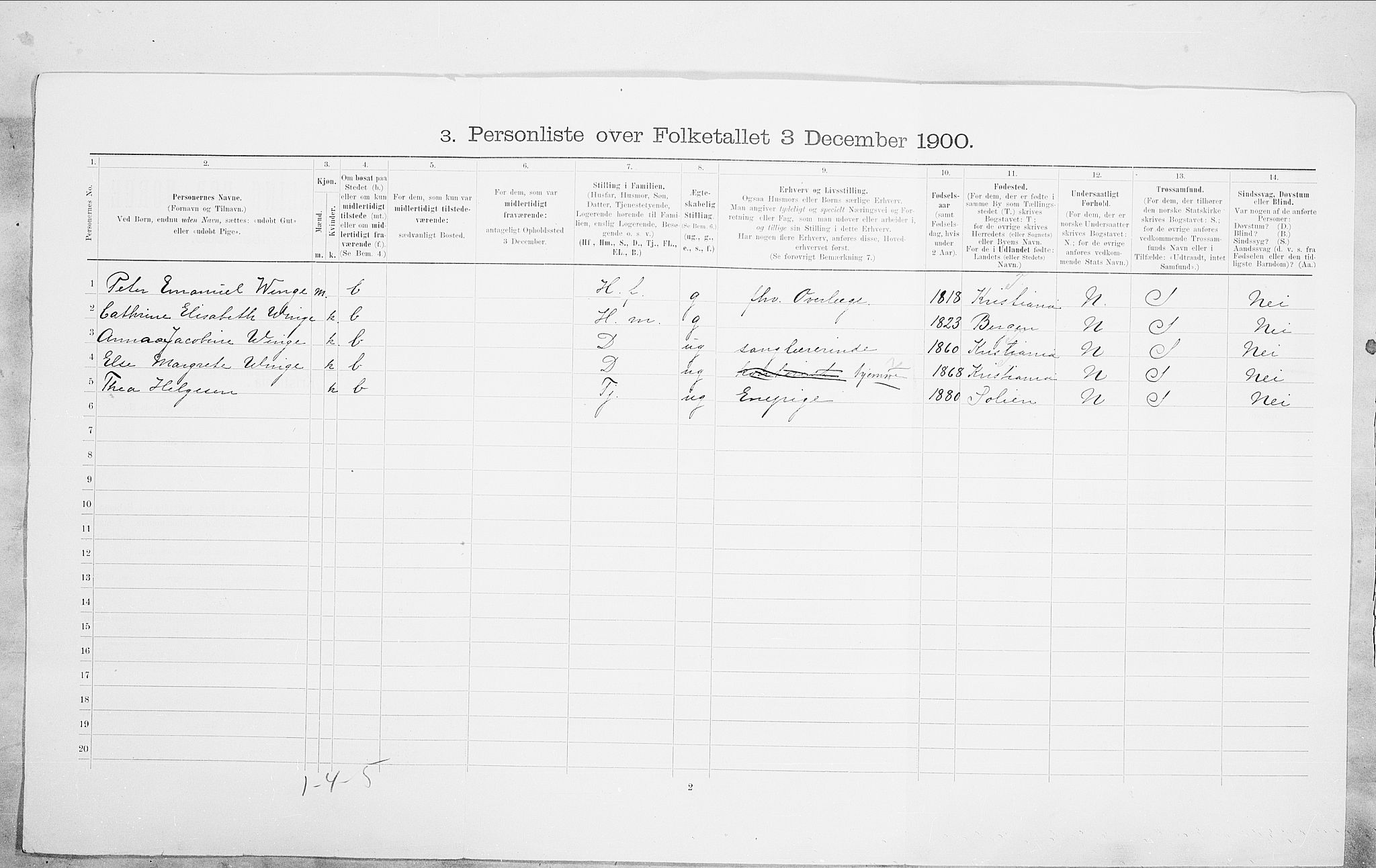 SAO, 1900 census for Kristiania, 1900, p. 90093