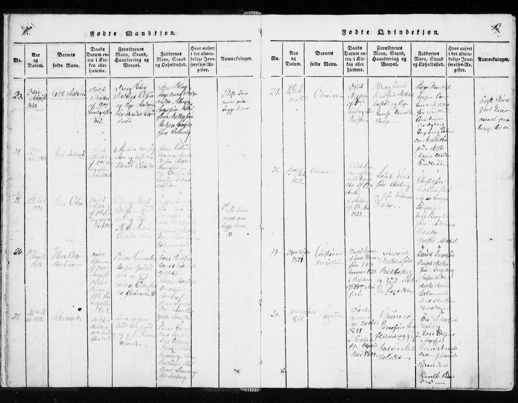 Tranøy sokneprestkontor, SATØ/S-1313/I/Ia/Iaa/L0004kirke: Parish register (official) no. 4, 1820-1829, p. 12-13