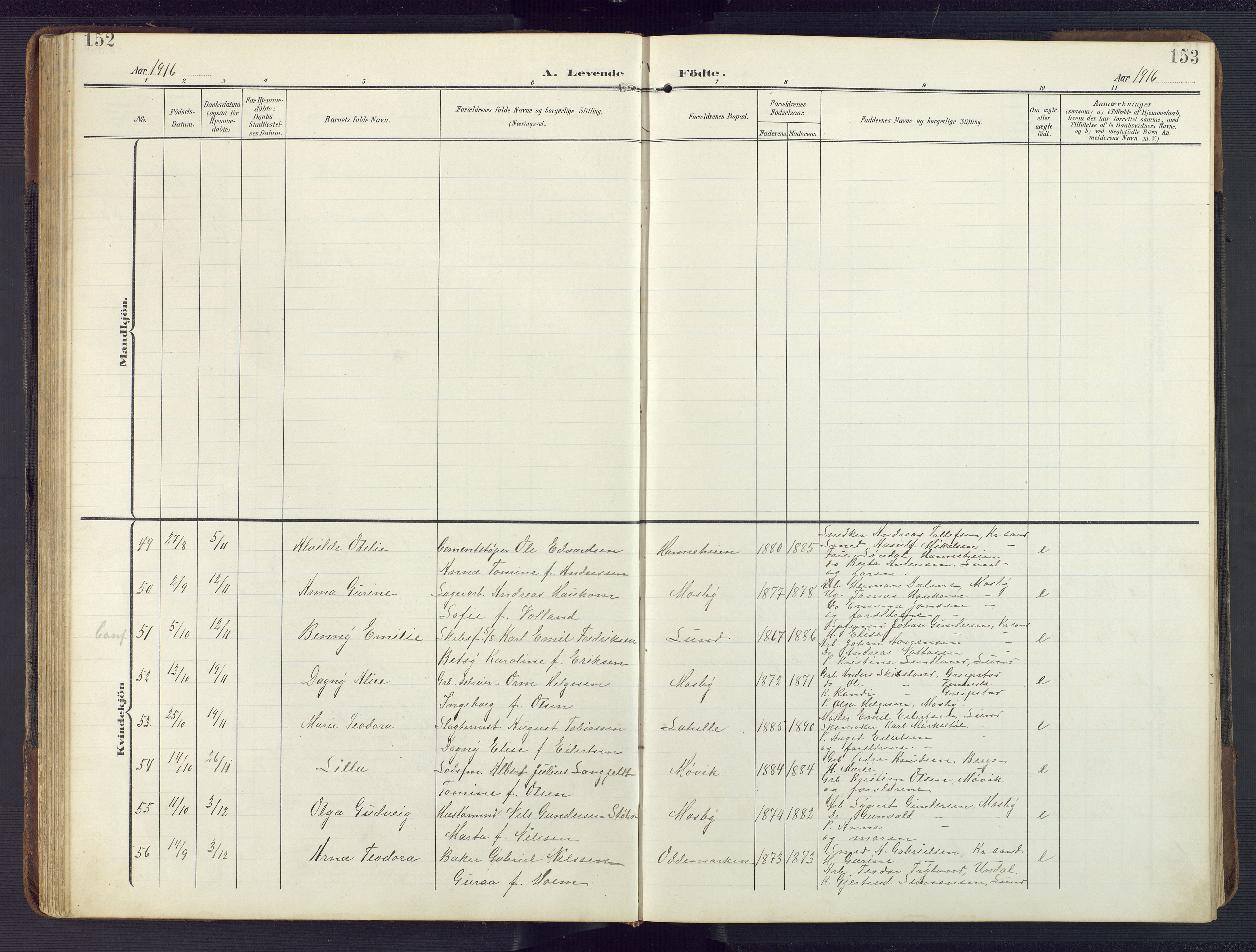 Oddernes sokneprestkontor, AV/SAK-1111-0033/F/Fb/Fba/L0010: Parish register (copy) no. B 10, 1907-1941, p. 152-153