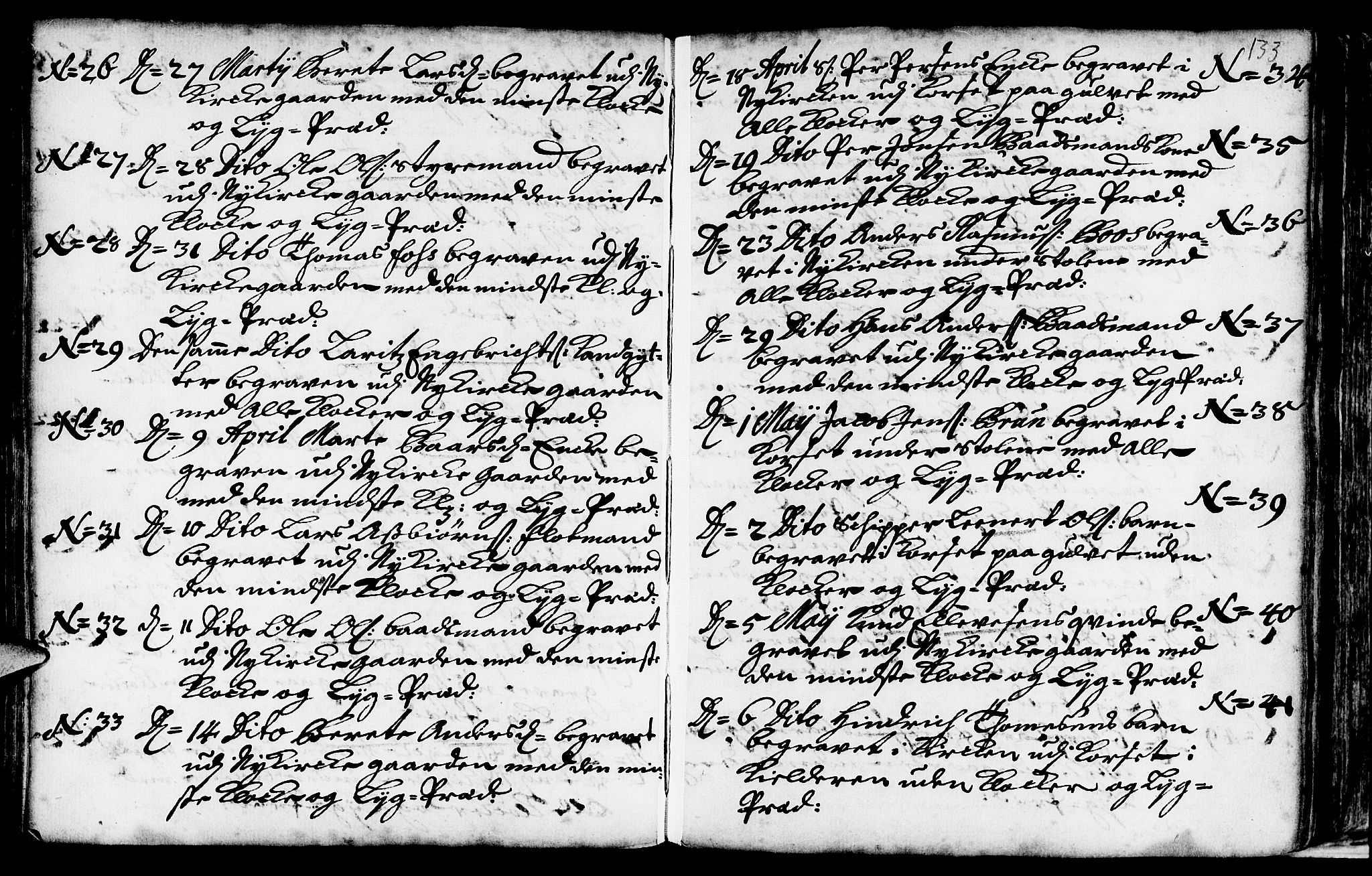 Nykirken Sokneprestembete, SAB/A-77101/H/Haa/L0009: Parish register (official) no. A 9, 1689-1759, p. 133