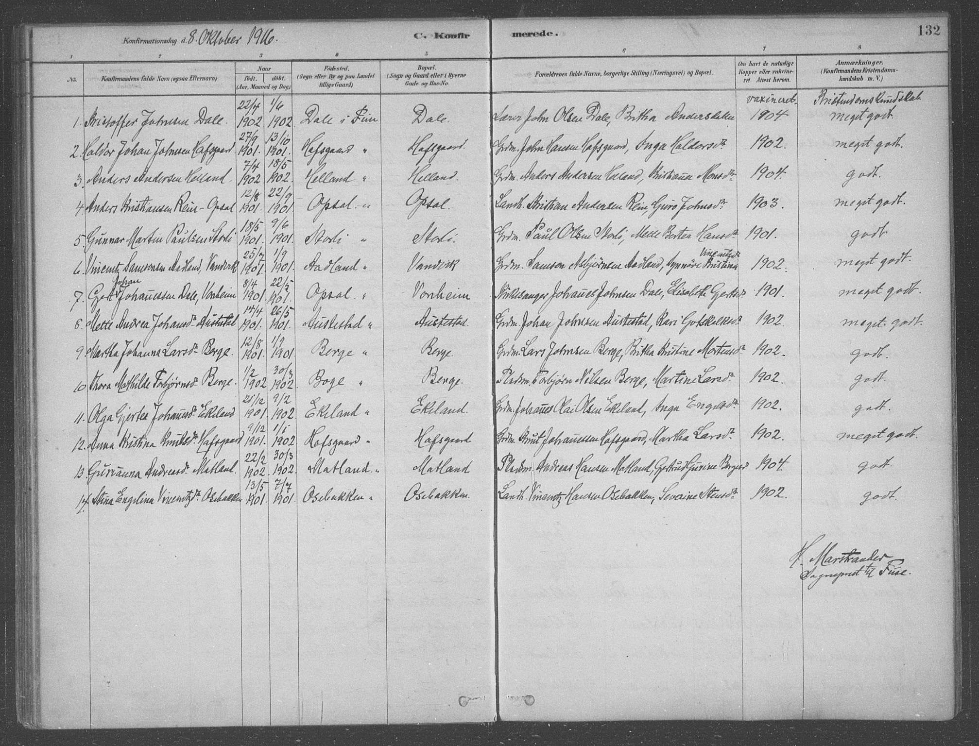 Fusa sokneprestembete, AV/SAB-A-75401/H/Haa: Parish register (official) no. B 1, 1880-1938, p. 132