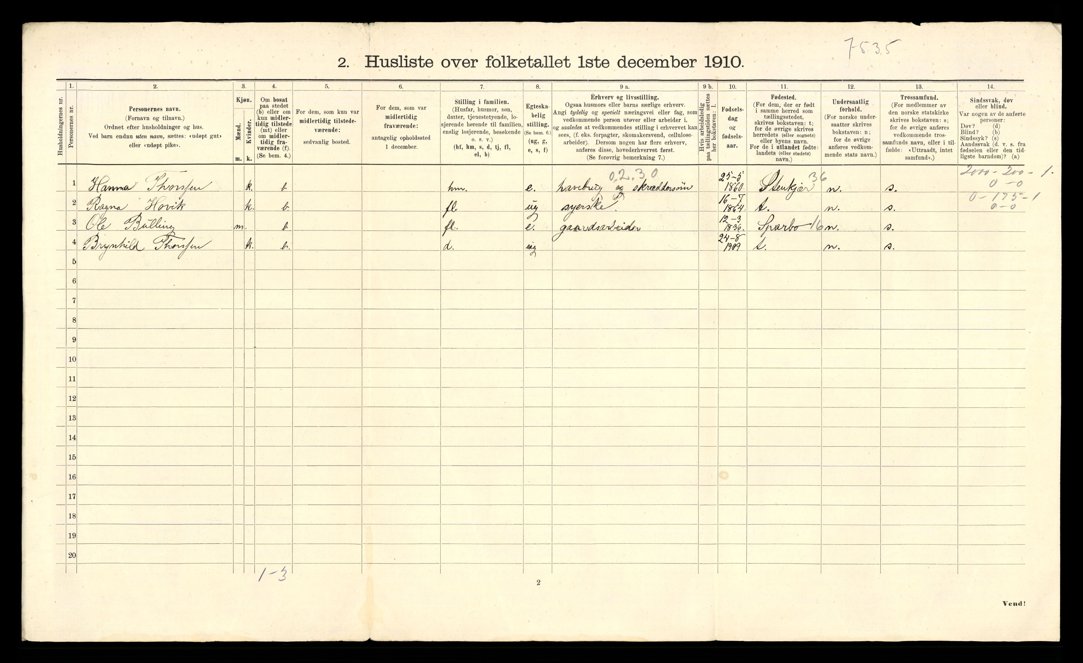 RA, 1910 census for Vemundvik, 1910, p. 23
