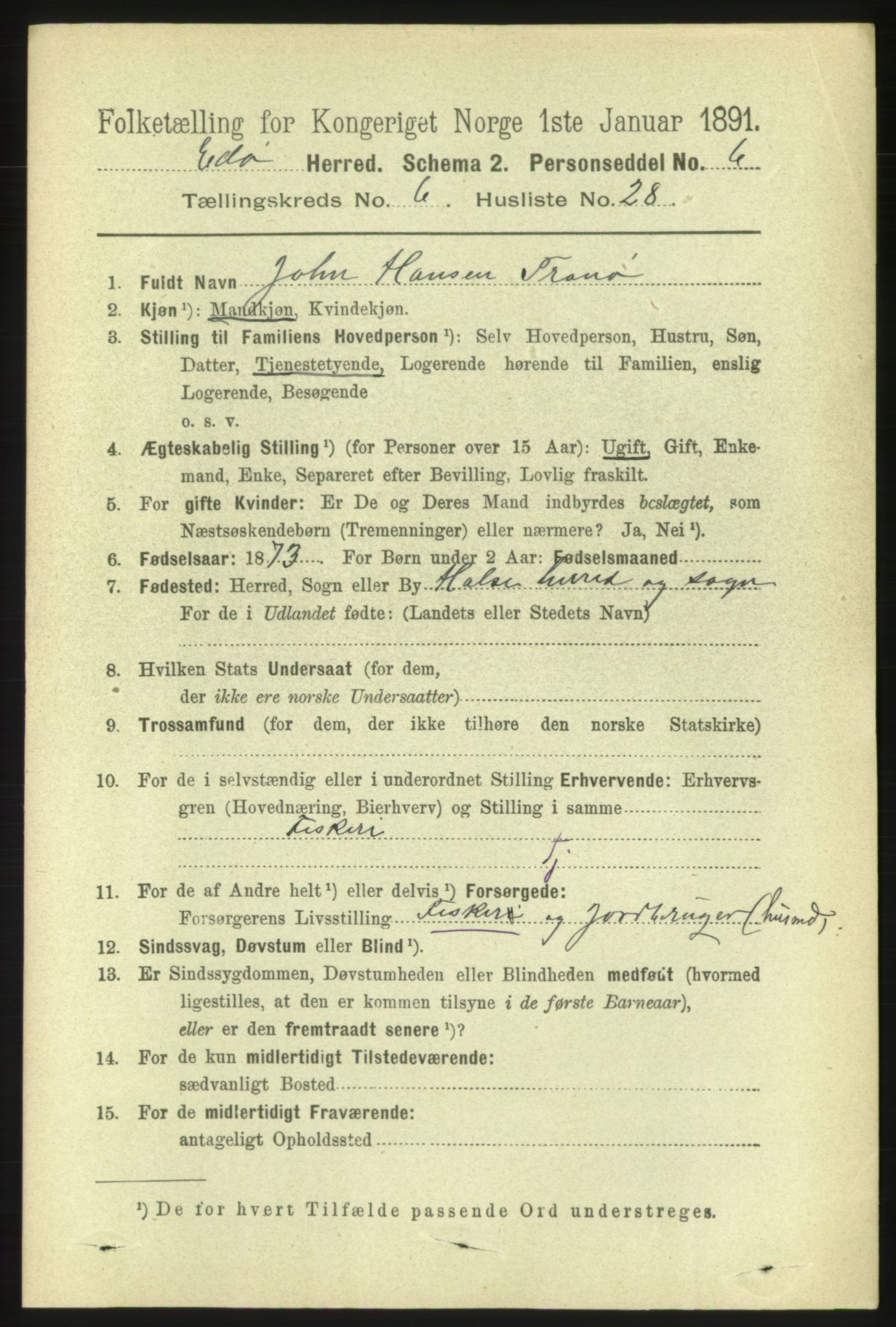 RA, 1891 census for 1573 Edøy, 1891, p. 1526