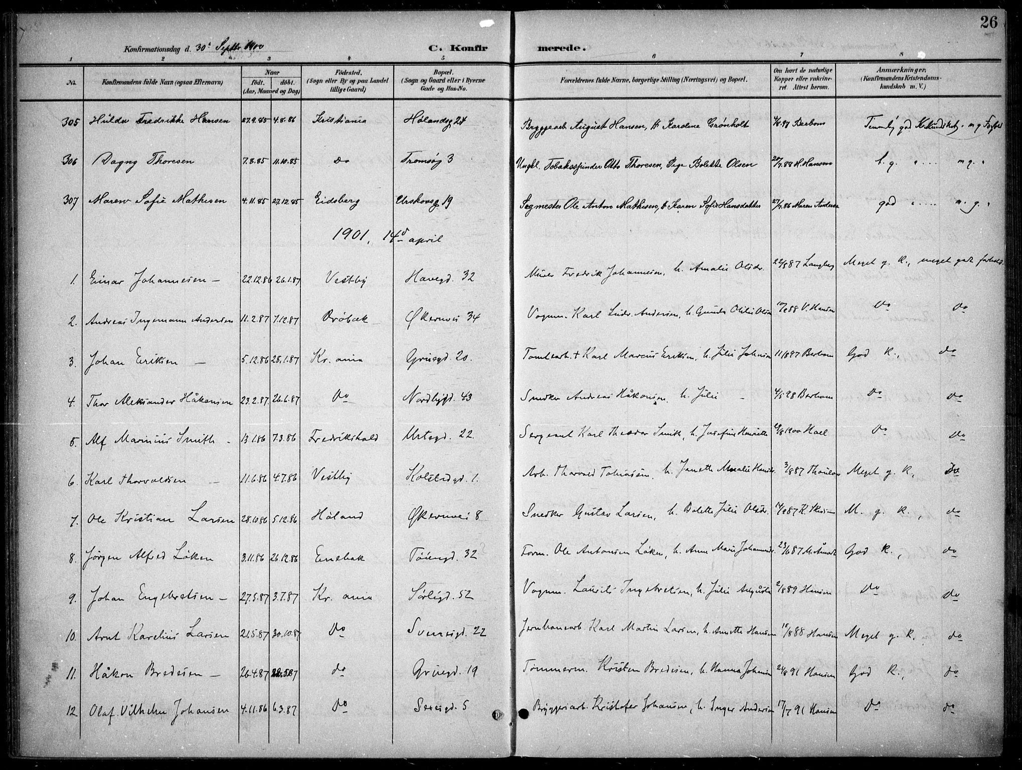 Kampen prestekontor Kirkebøker, SAO/A-10853/F/Fa/L0009: Parish register (official) no. I 9, 1899-1911, p. 26