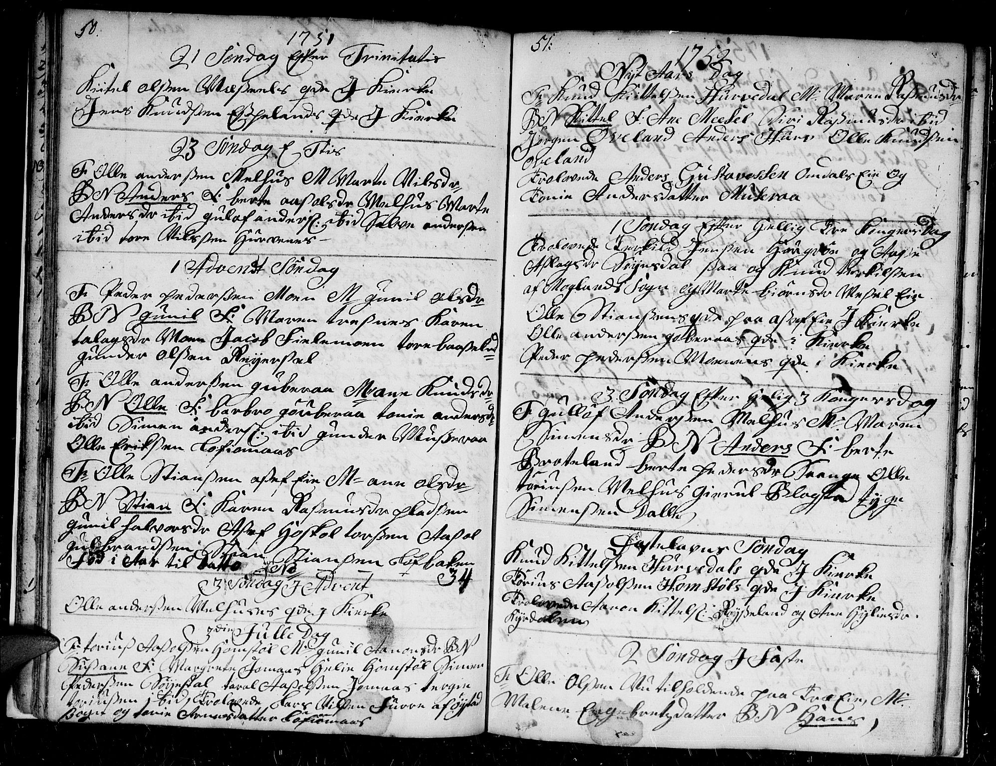 Froland sokneprestkontor, AV/SAK-1111-0013/F/Fb/L0002: Parish register (copy) no. B 2, 1747-1759, p. 50-51