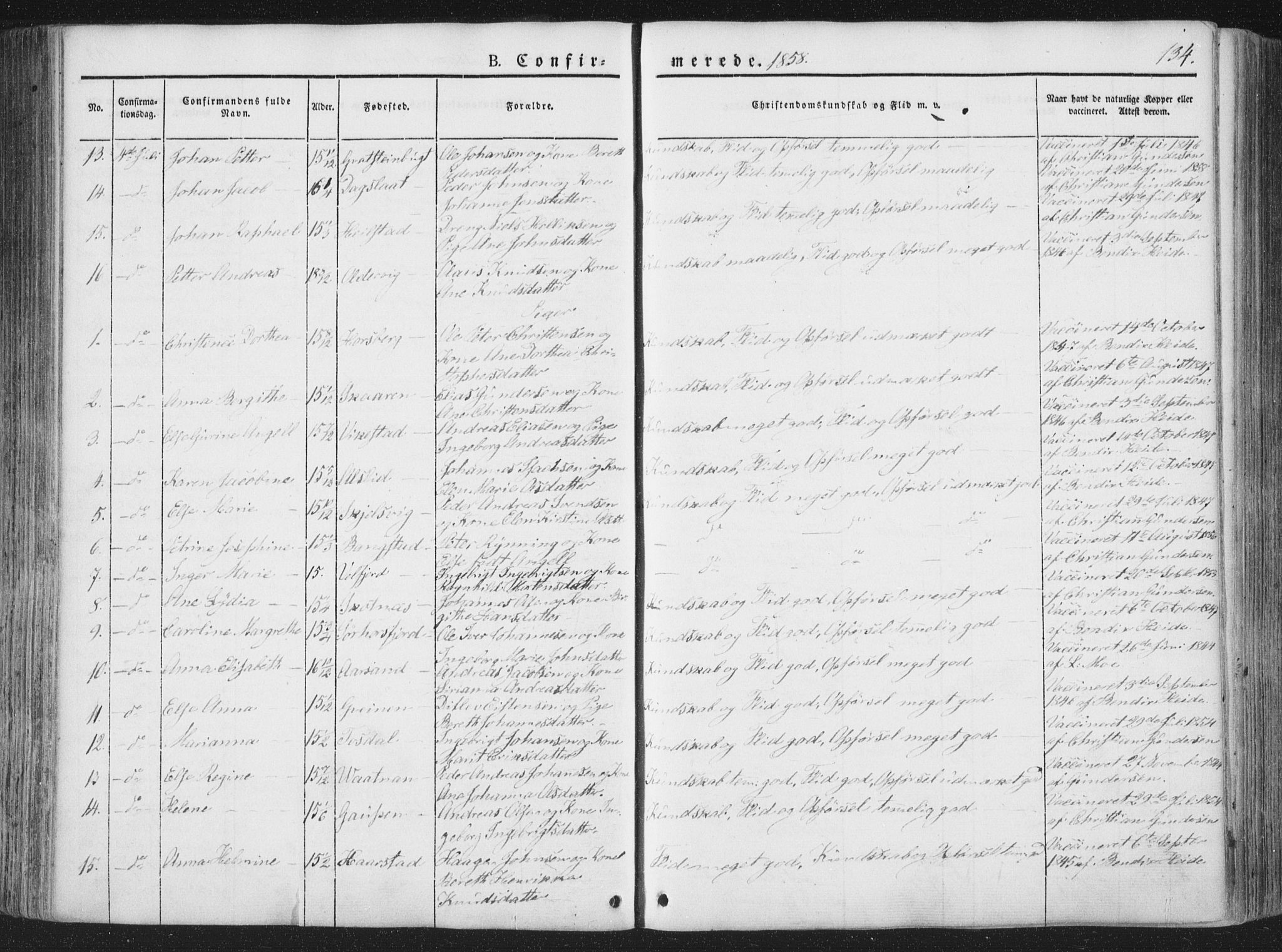 Ministerialprotokoller, klokkerbøker og fødselsregistre - Nordland, AV/SAT-A-1459/810/L0144: Parish register (official) no. 810A07 /1, 1841-1862, p. 134