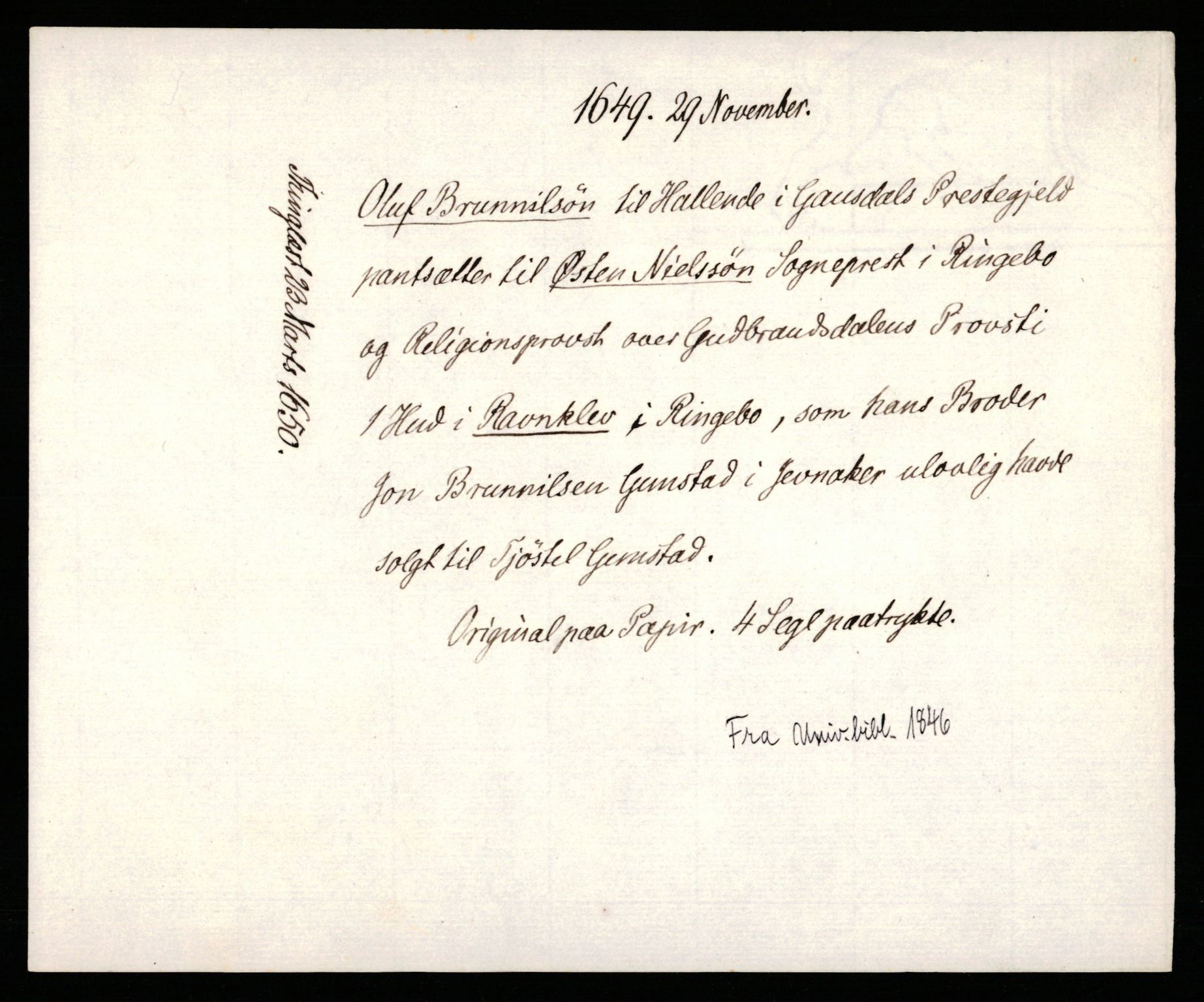 Riksarkivets diplomsamling, AV/RA-EA-5965/F35/F35b/L0009: Riksarkivets diplomer, seddelregister, 1647-1655, p. 199