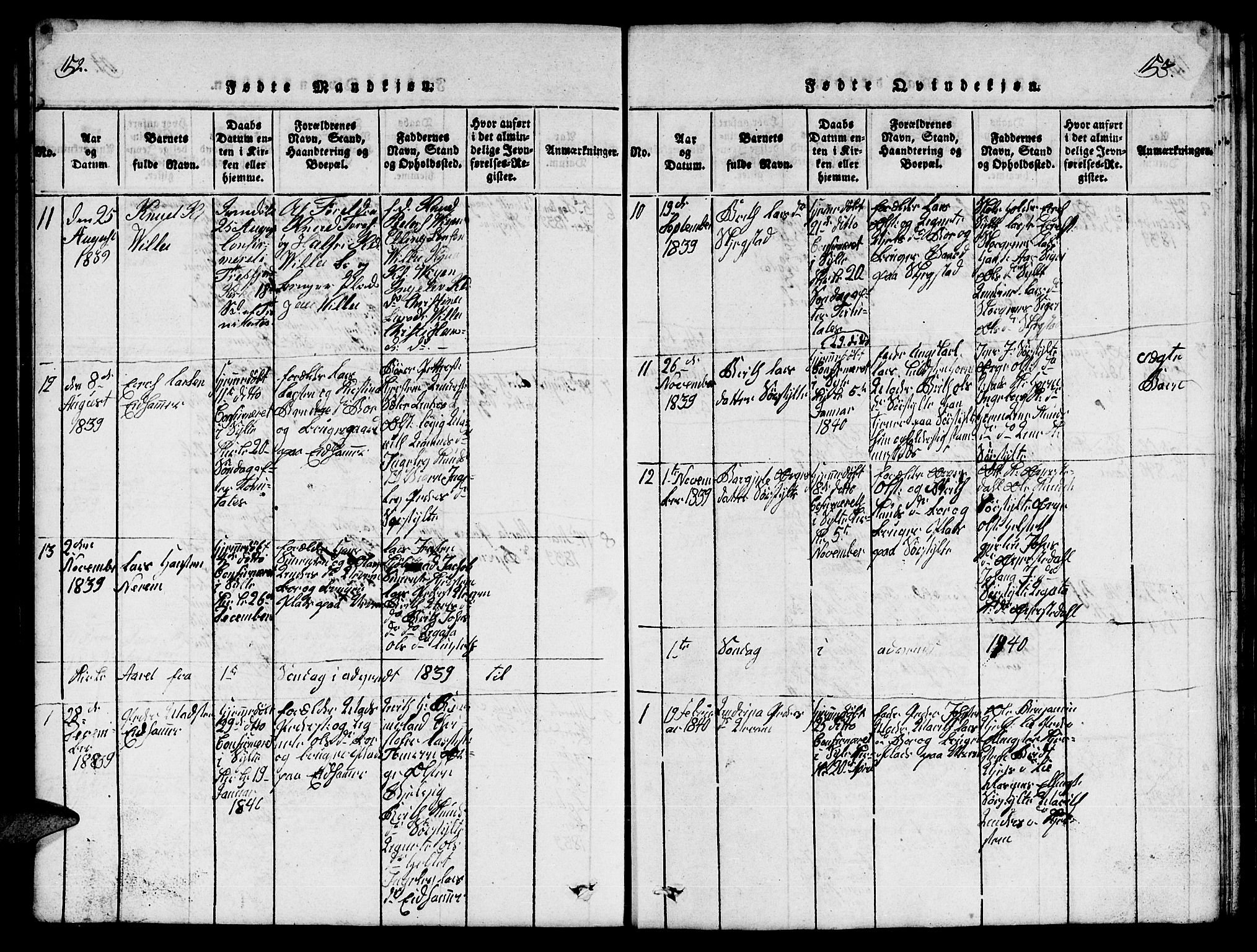 Ministerialprotokoller, klokkerbøker og fødselsregistre - Møre og Romsdal, SAT/A-1454/541/L0546: Parish register (copy) no. 541C01, 1818-1856, p. 152-153