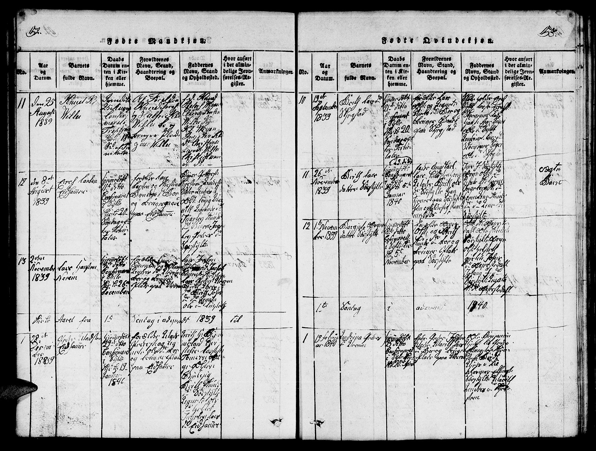 Ministerialprotokoller, klokkerbøker og fødselsregistre - Møre og Romsdal, AV/SAT-A-1454/541/L0546: Parish register (copy) no. 541C01, 1818-1856, p. 152-153