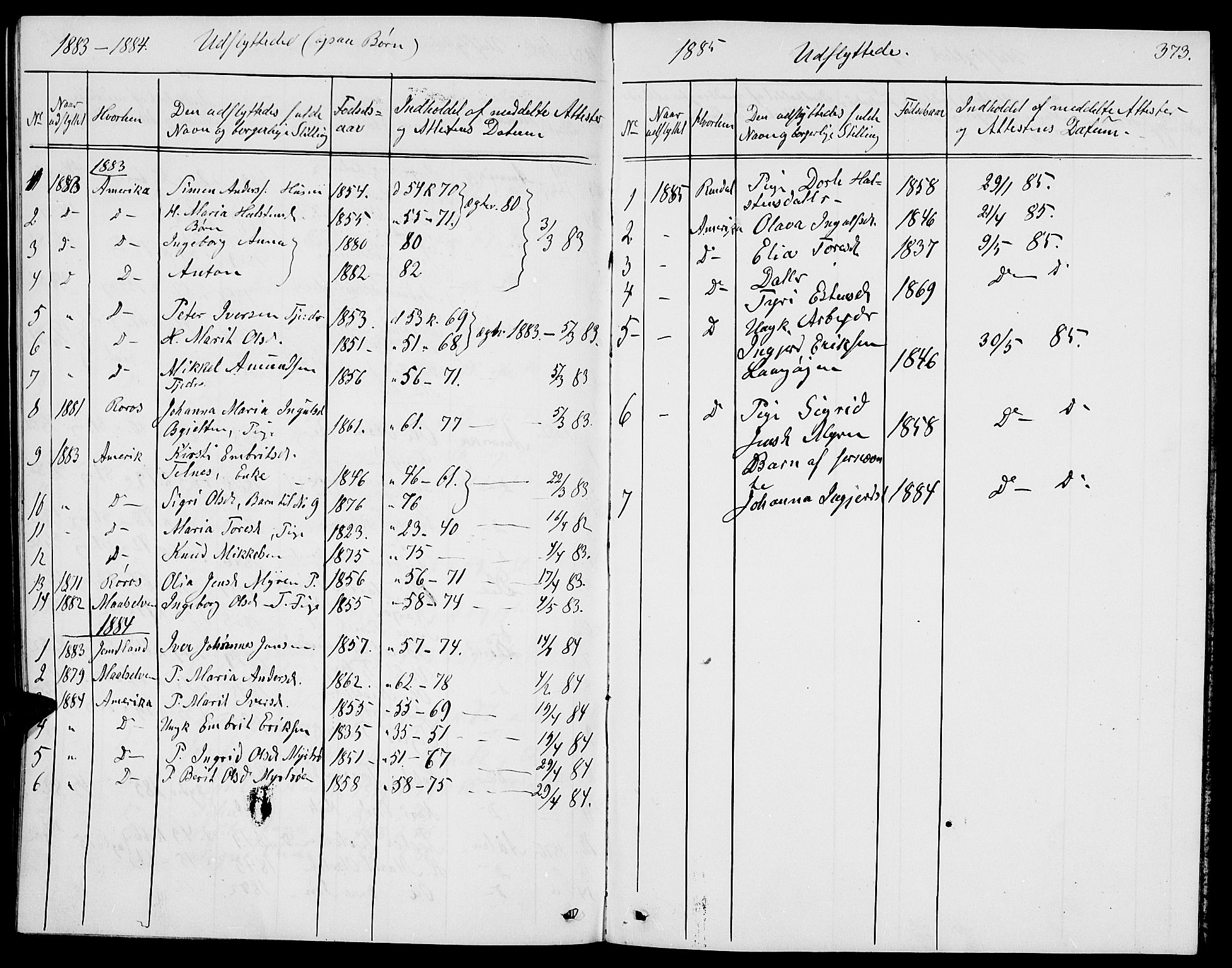 Tolga prestekontor, SAH/PREST-062/L/L0004: Parish register (copy) no. 4, 1845-1887, p. 373