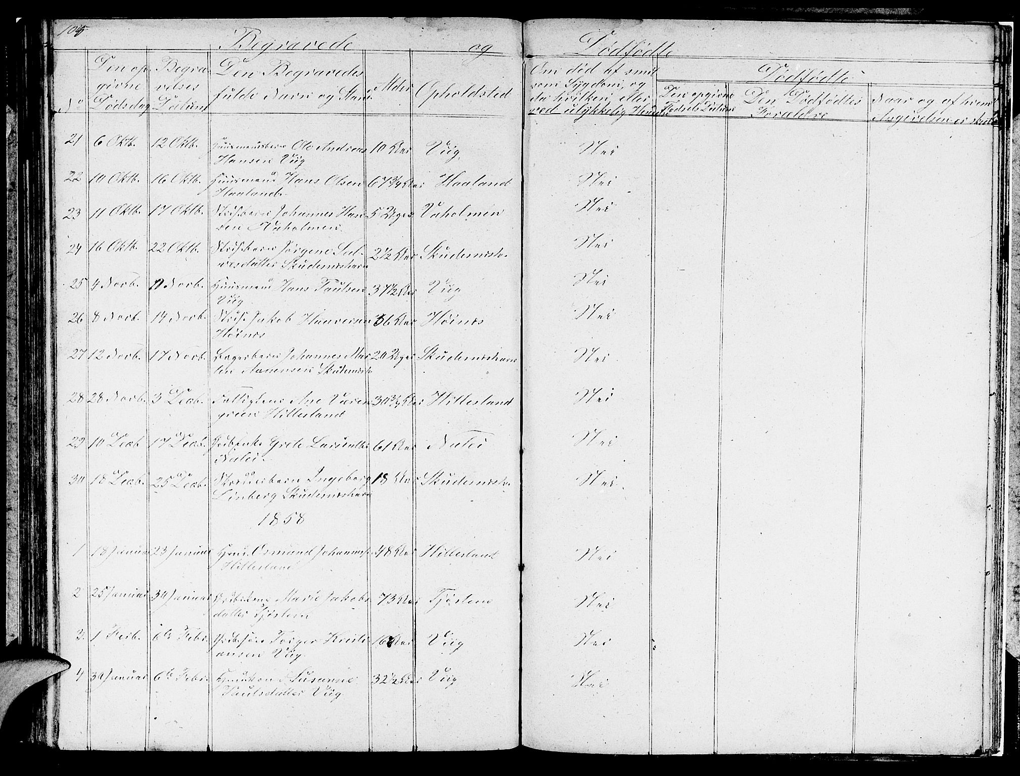 Skudenes sokneprestkontor, AV/SAST-A -101849/H/Ha/Hab/L0001: Parish register (copy) no. B 1, 1848-1864, p. 104