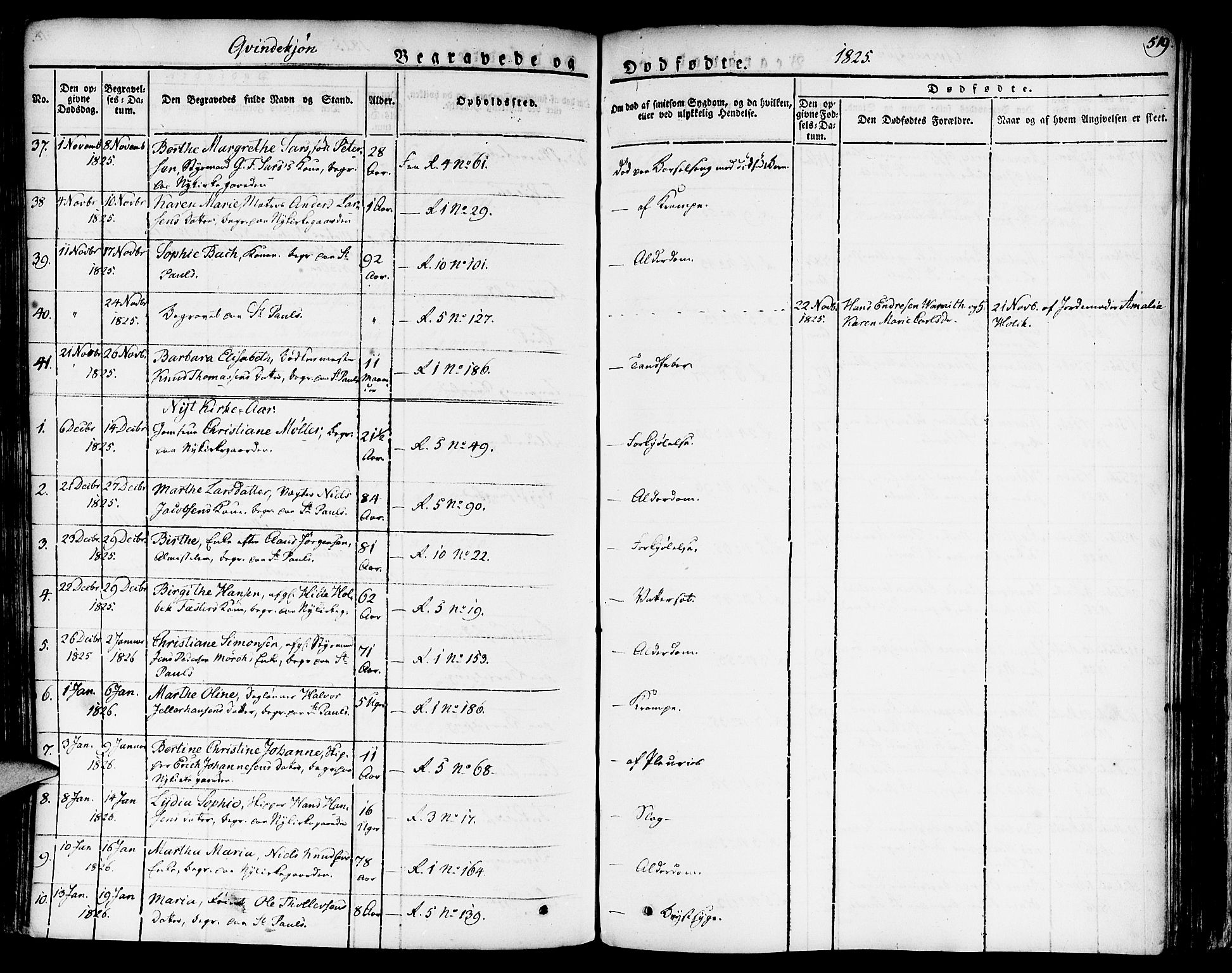 Nykirken Sokneprestembete, SAB/A-77101/H/Haa/L0012: Parish register (official) no. A 12, 1821-1844, p. 519