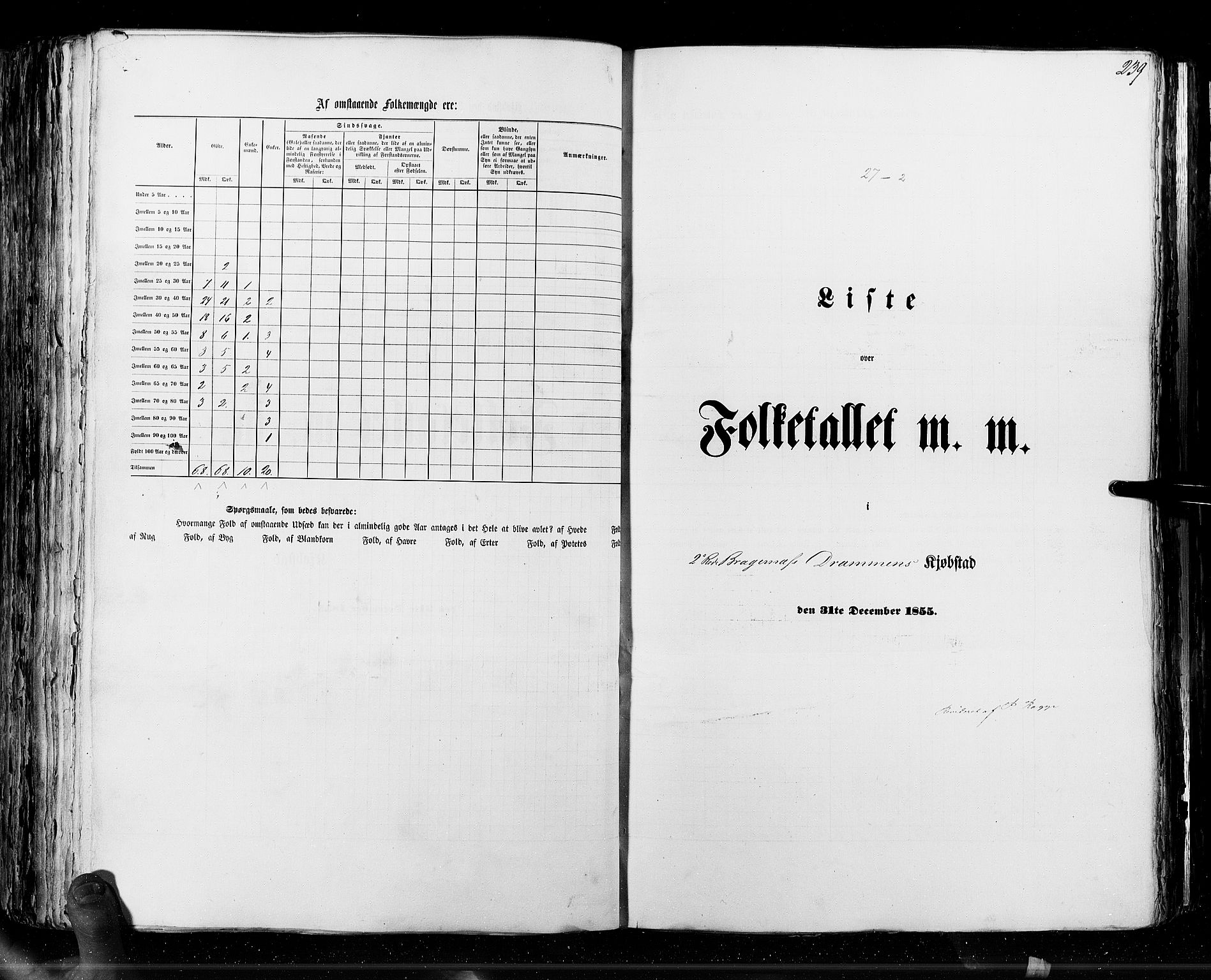 RA, Census 1855, vol. 7: Fredrikshald-Kragerø, 1855, p. 239