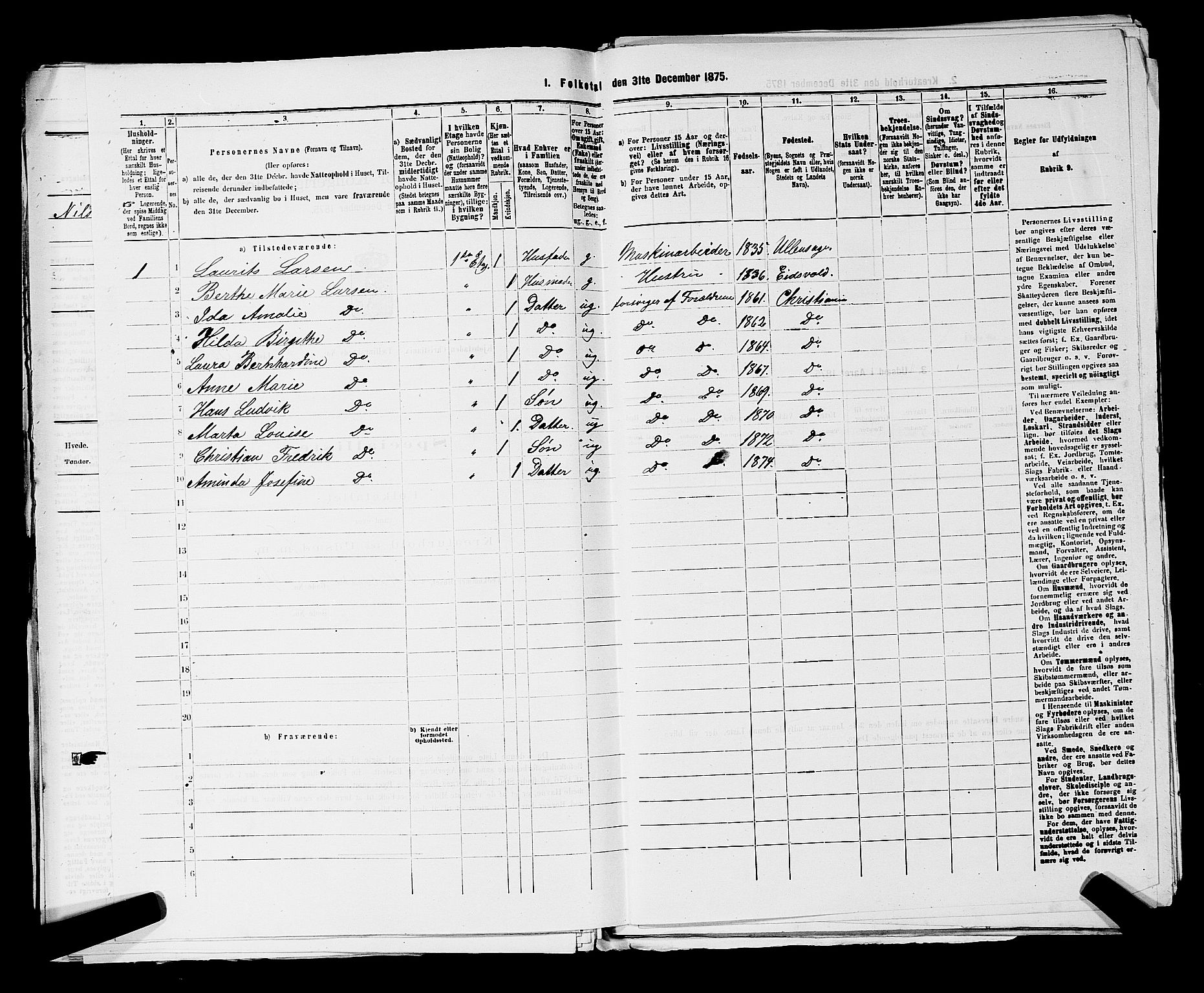 RA, 1875 census for 0301 Kristiania, 1875, p. 8613