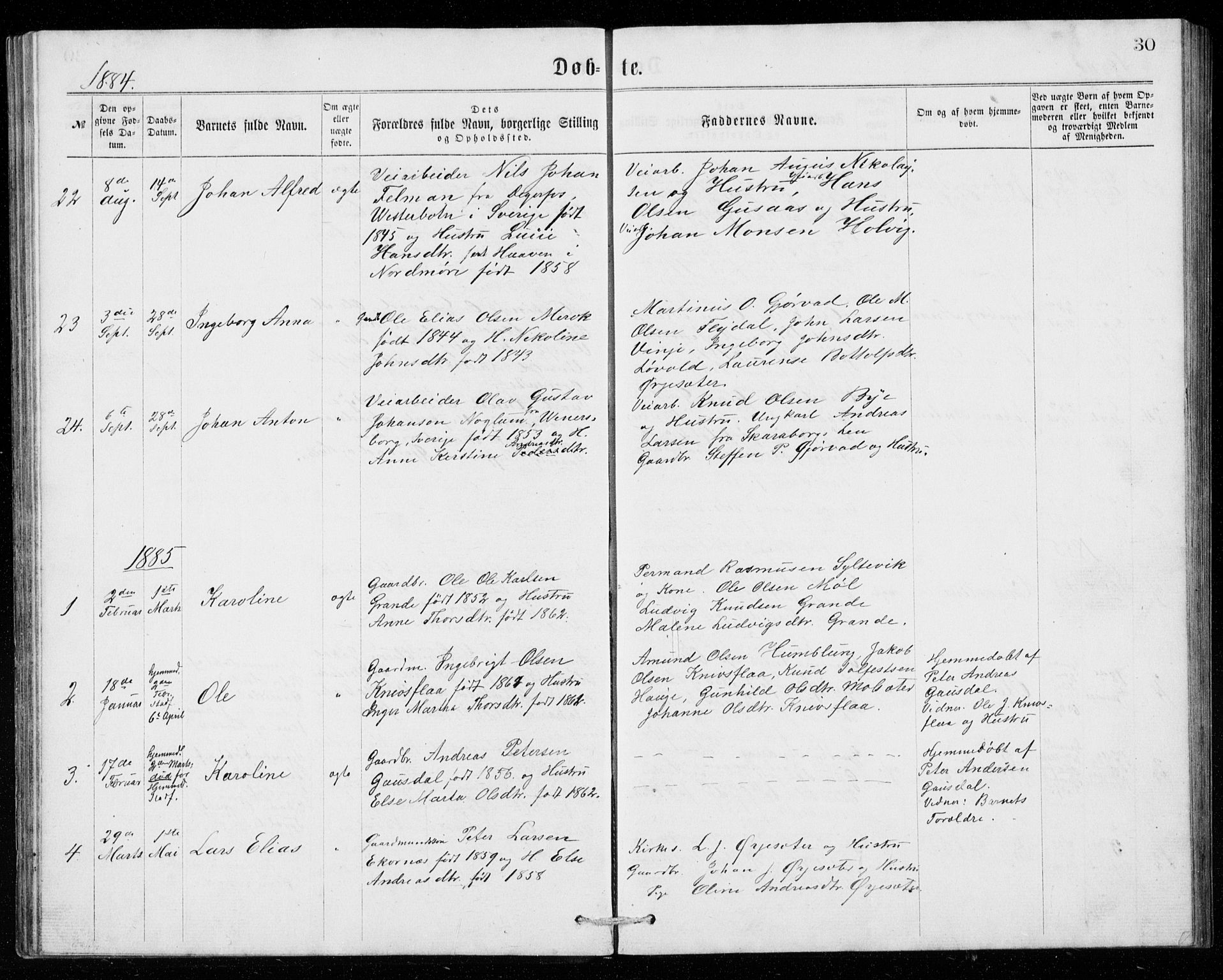 Ministerialprotokoller, klokkerbøker og fødselsregistre - Møre og Romsdal, SAT/A-1454/518/L0235: Parish register (copy) no. 518C02, 1867-1888, p. 30