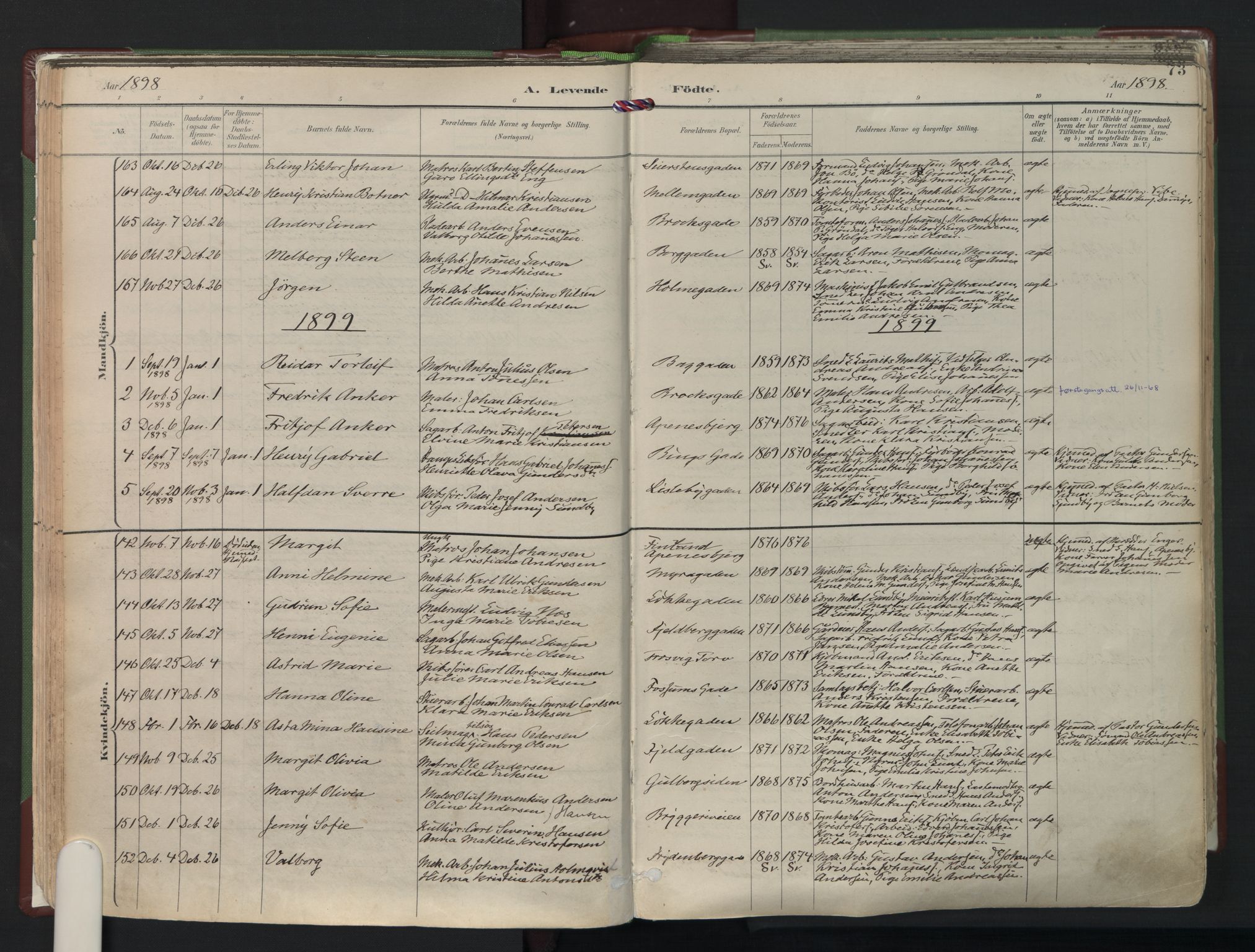 Fredrikstad domkirkes prestekontor Kirkebøker, SAO/A-10906/F/Fa/L0006: Parish register (official) no. I 6, 1894-1914, p. 73