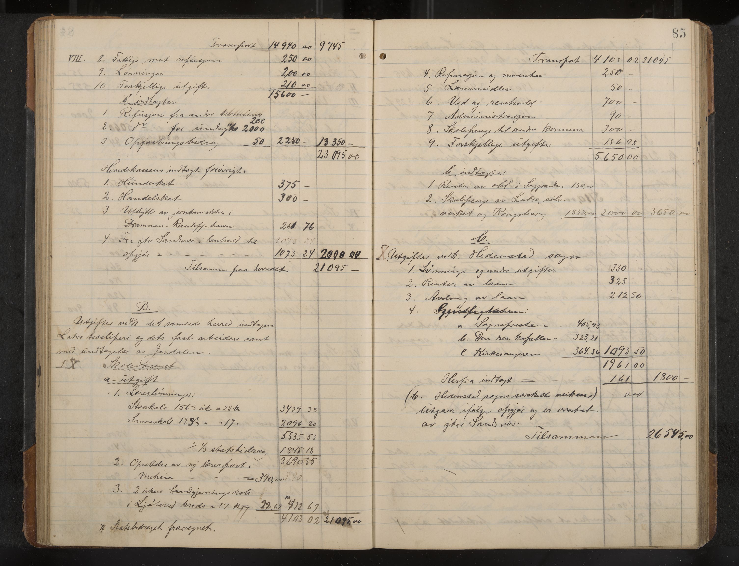 Øvre Sandsvær formannskap og sentraladministrasjon, IKAK/0630021/A/L0001: Møtebok med register, 1908-1913, p. 85