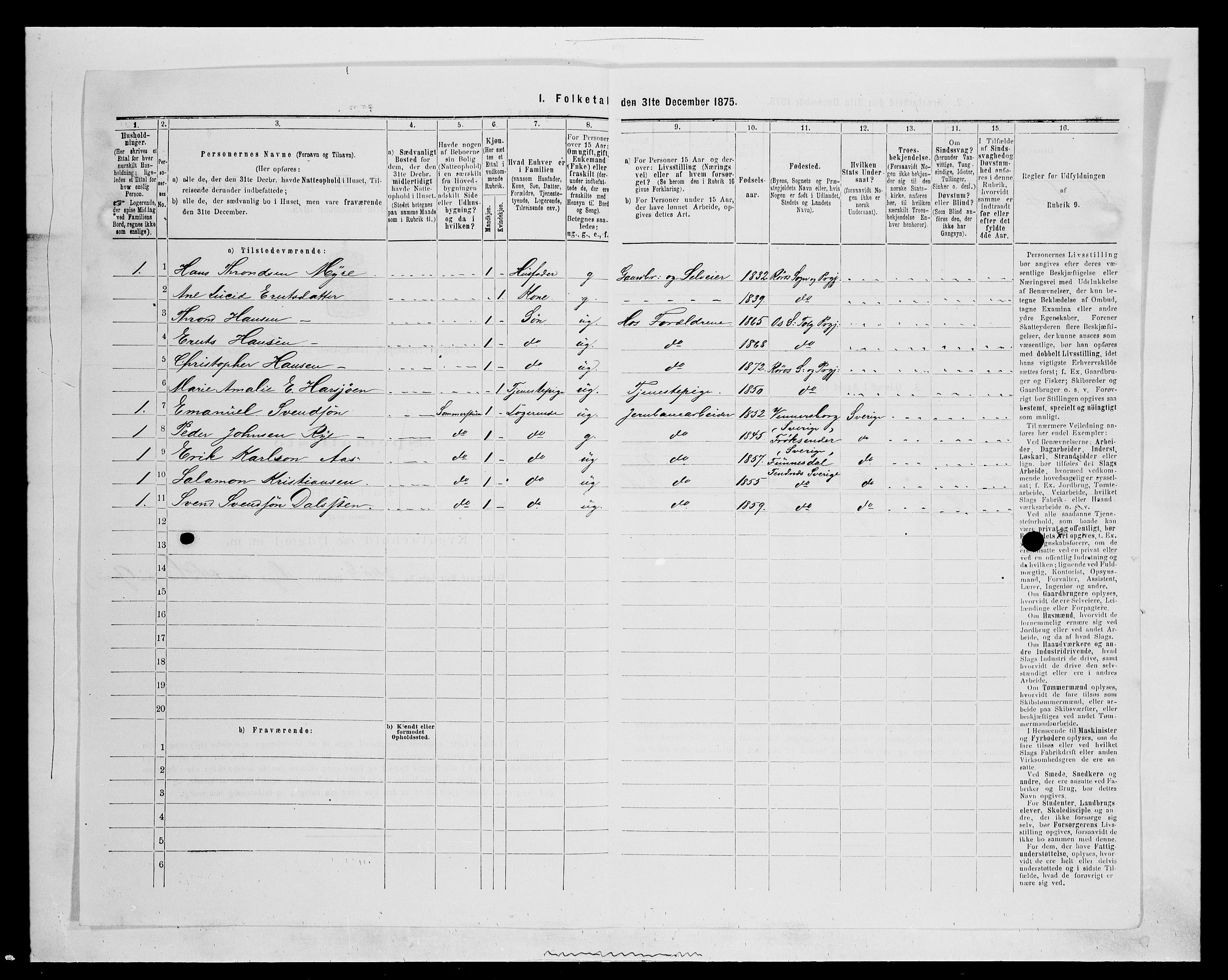 SAH, 1875 census for 0436P Tolga, 1875, p. 797