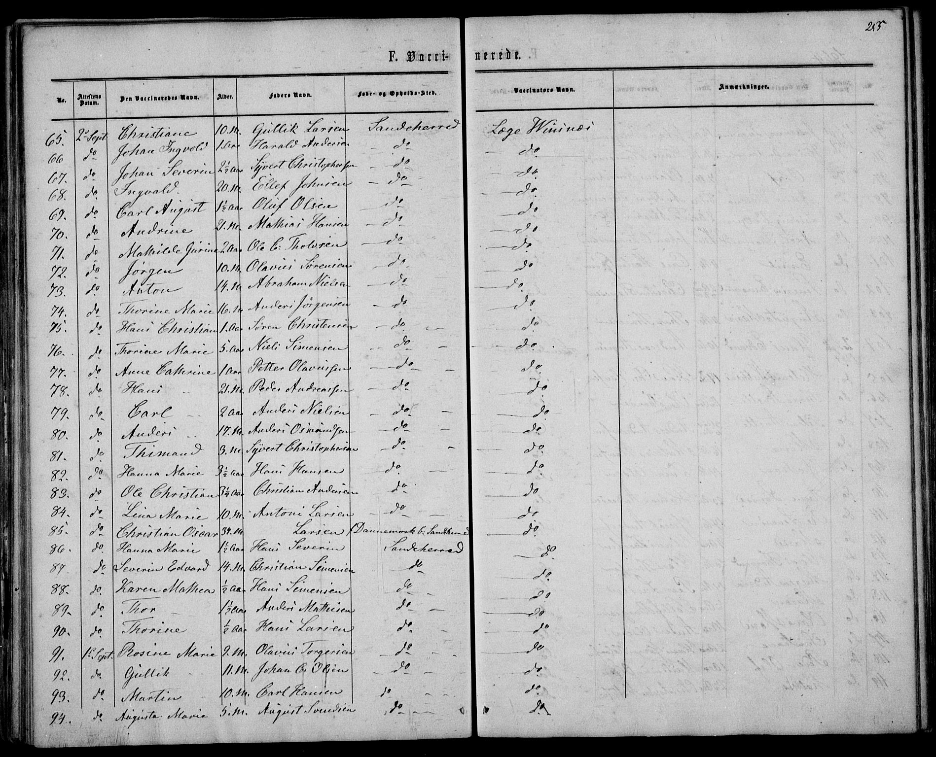 Sandar kirkebøker, AV/SAKO-A-243/F/Fa/L0009: Parish register (official) no. 9, 1862-1871, p. 255