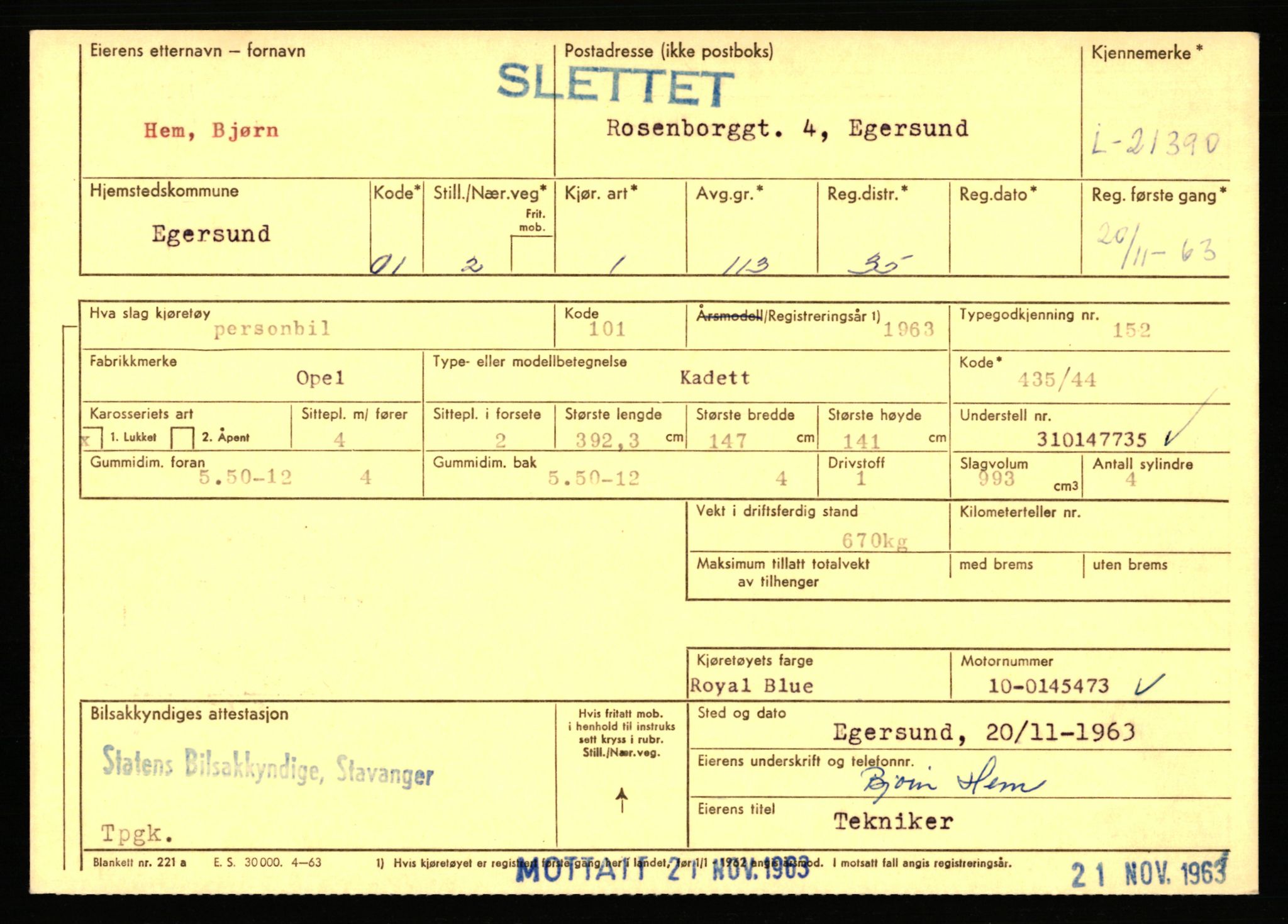 Stavanger trafikkstasjon, AV/SAST-A-101942/0/F/L0037: L-20500 - L-21499, 1930-1971, p. 2131