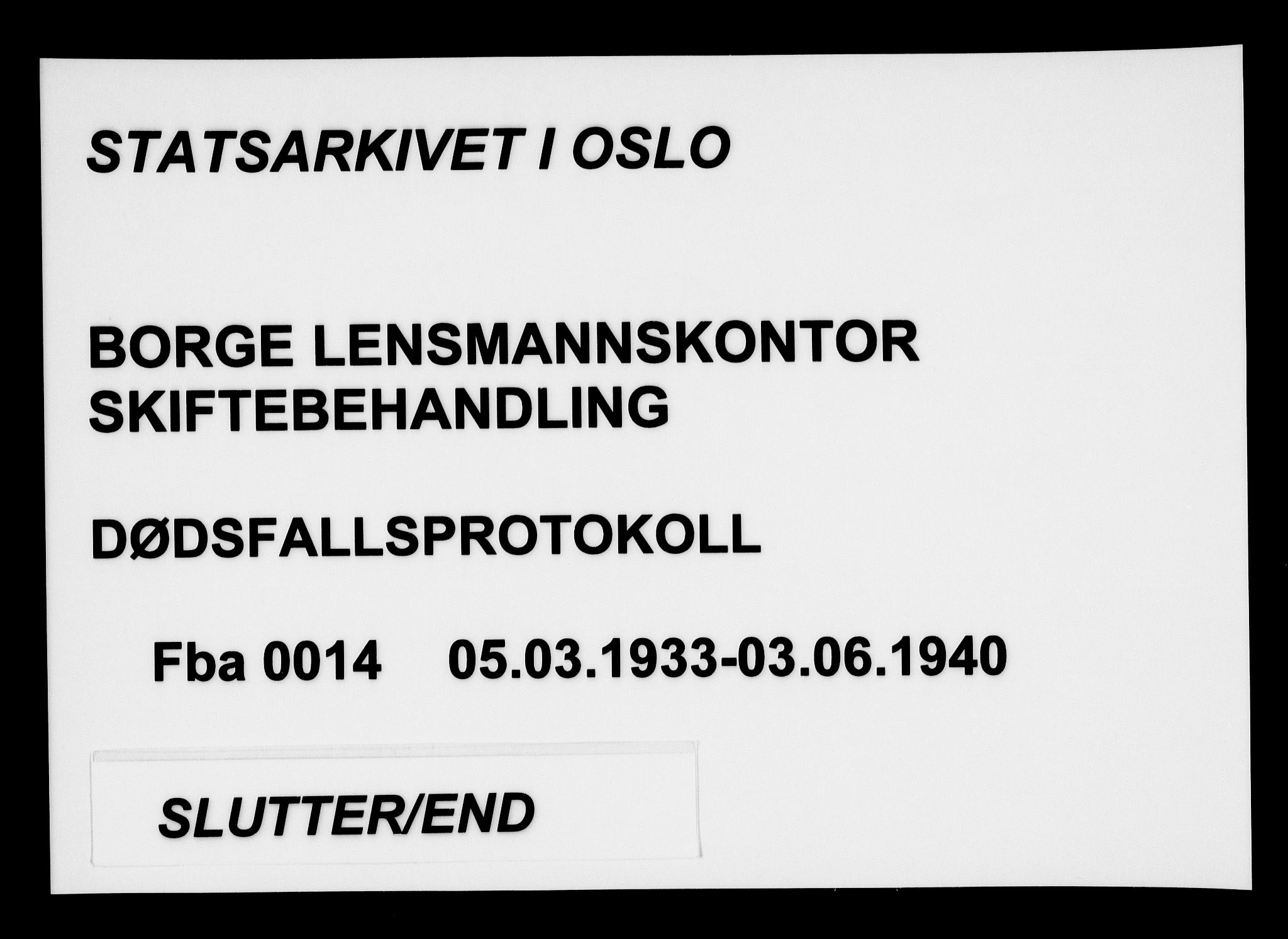 Borge i Østfold  lensmannskontor, SAO/A-10176/H/Ha/Haa/L0014: Dødsfallsprotokoll, 1933-1940