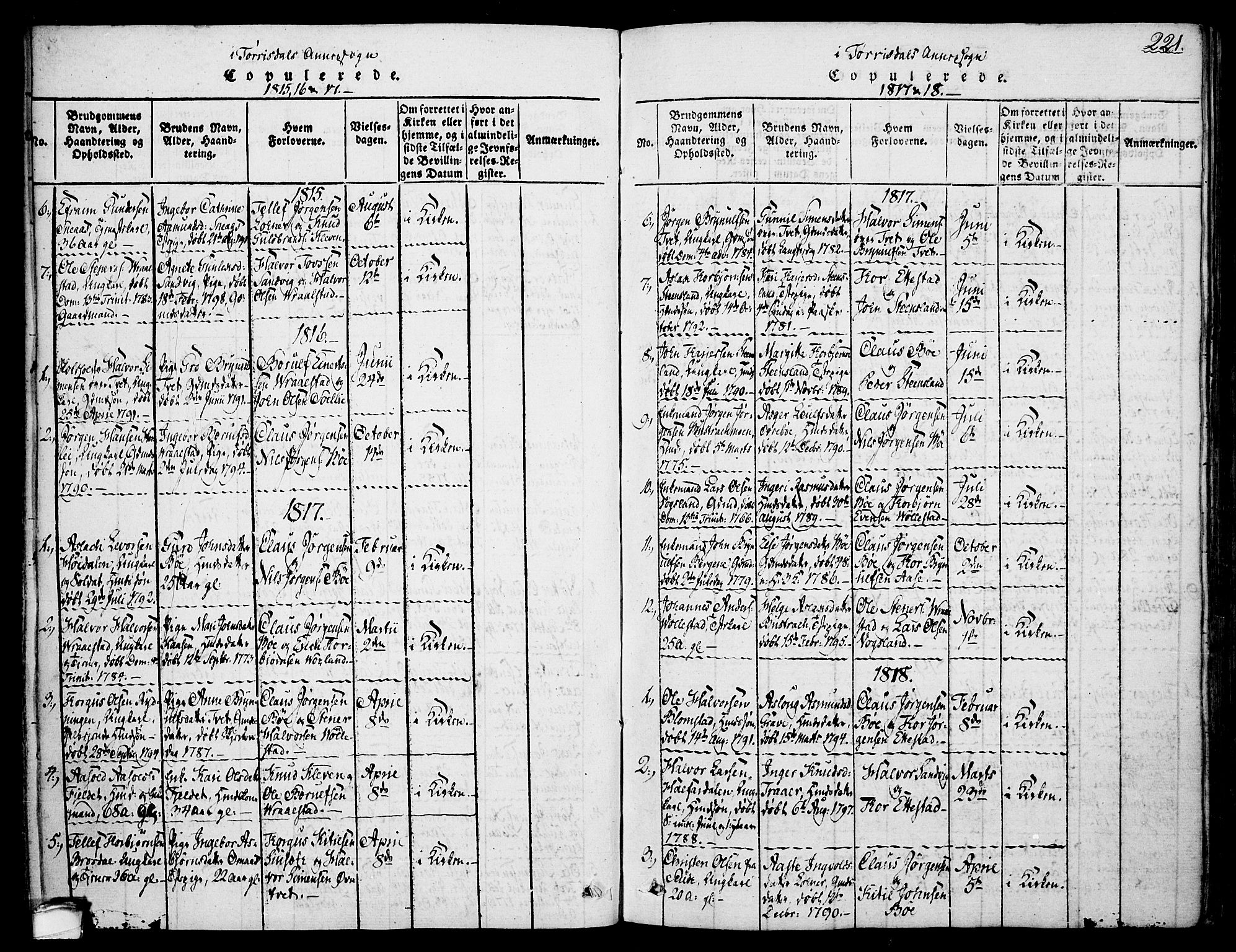 Drangedal kirkebøker, SAKO/A-258/F/Fa/L0005: Parish register (official) no. 5 /2, 1814-1831, p. 221