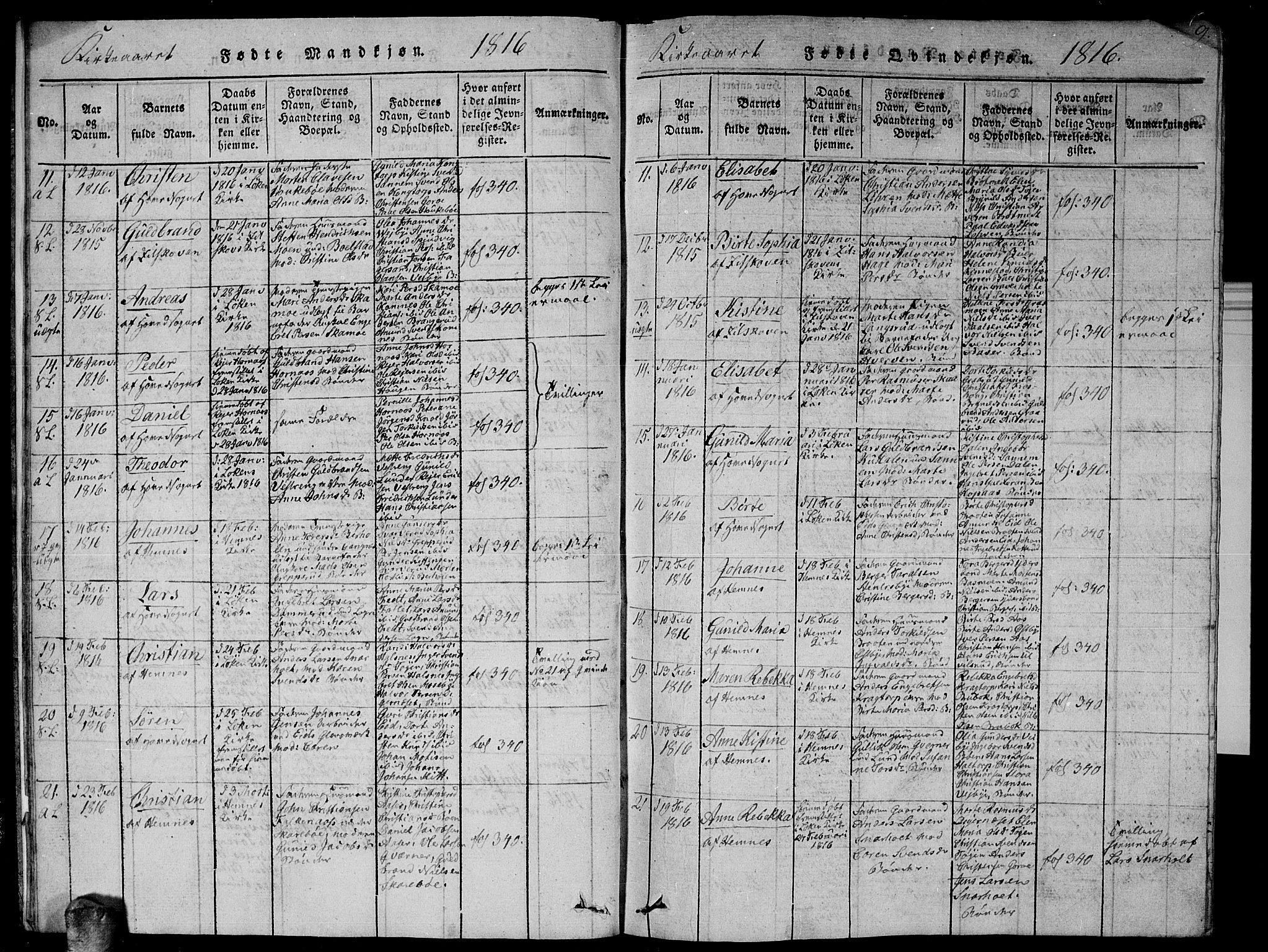 Høland prestekontor Kirkebøker, SAO/A-10346a/G/Ga/L0001: Parish register (copy) no. I 1, 1814-1827, p. 9