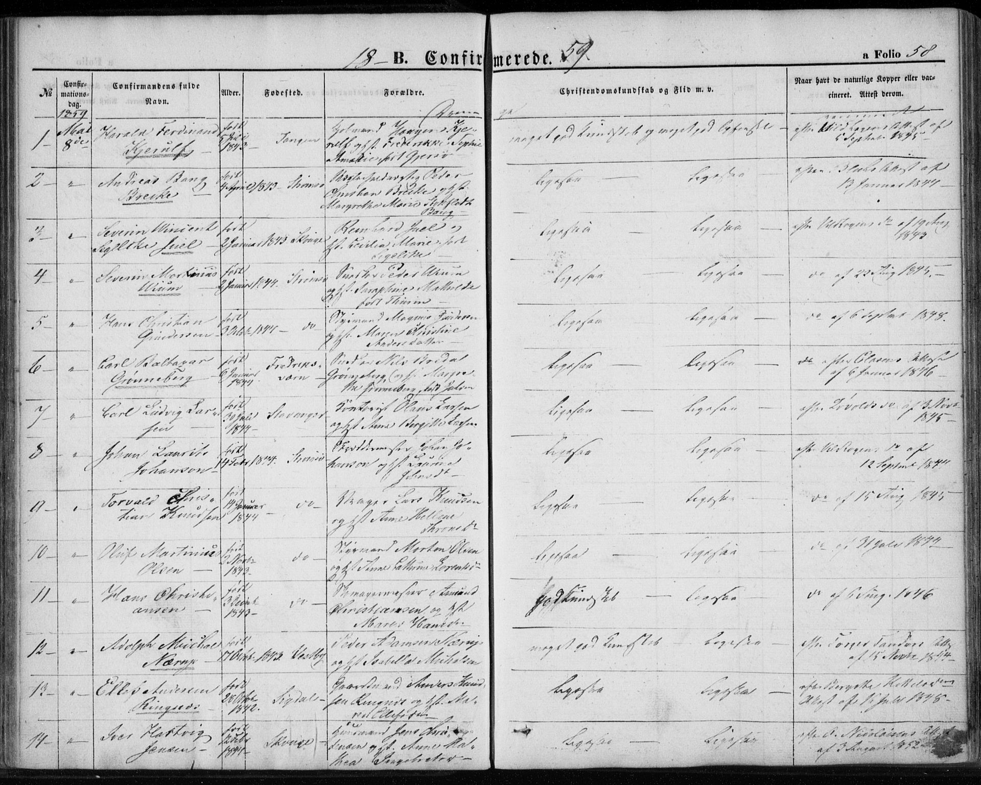 Strømsø kirkebøker, SAKO/A-246/F/Fa/L0017: Parish register (official) no. I 17, 1848-1865, p. 58