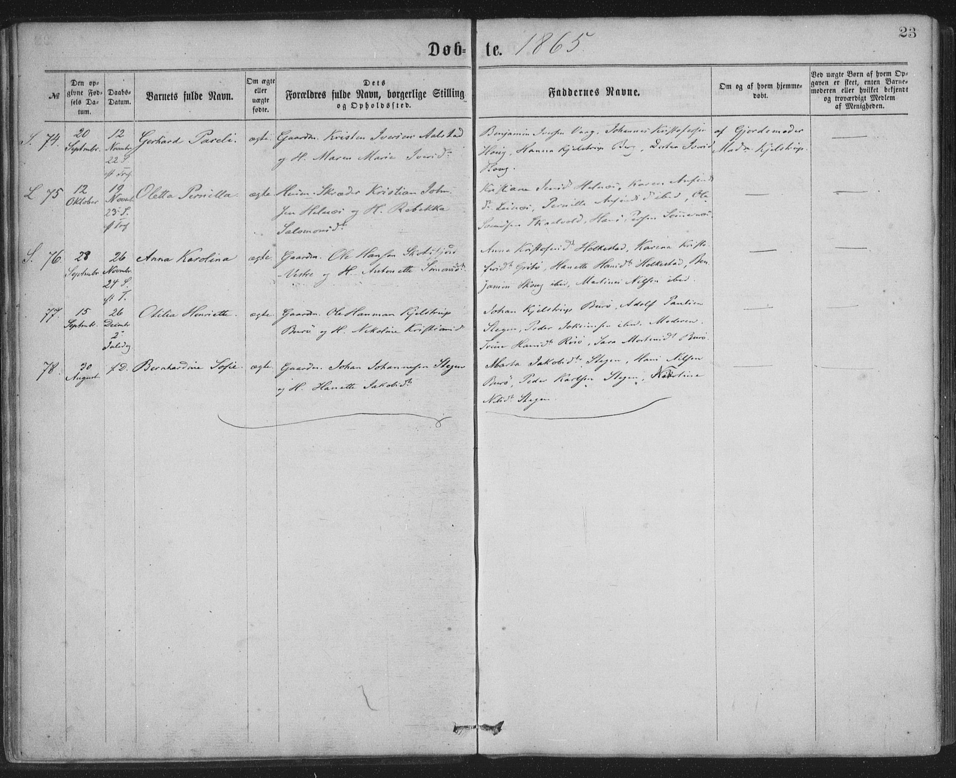 Ministerialprotokoller, klokkerbøker og fødselsregistre - Nordland, AV/SAT-A-1459/855/L0801: Parish register (official) no. 855A09, 1864-1874, p. 23