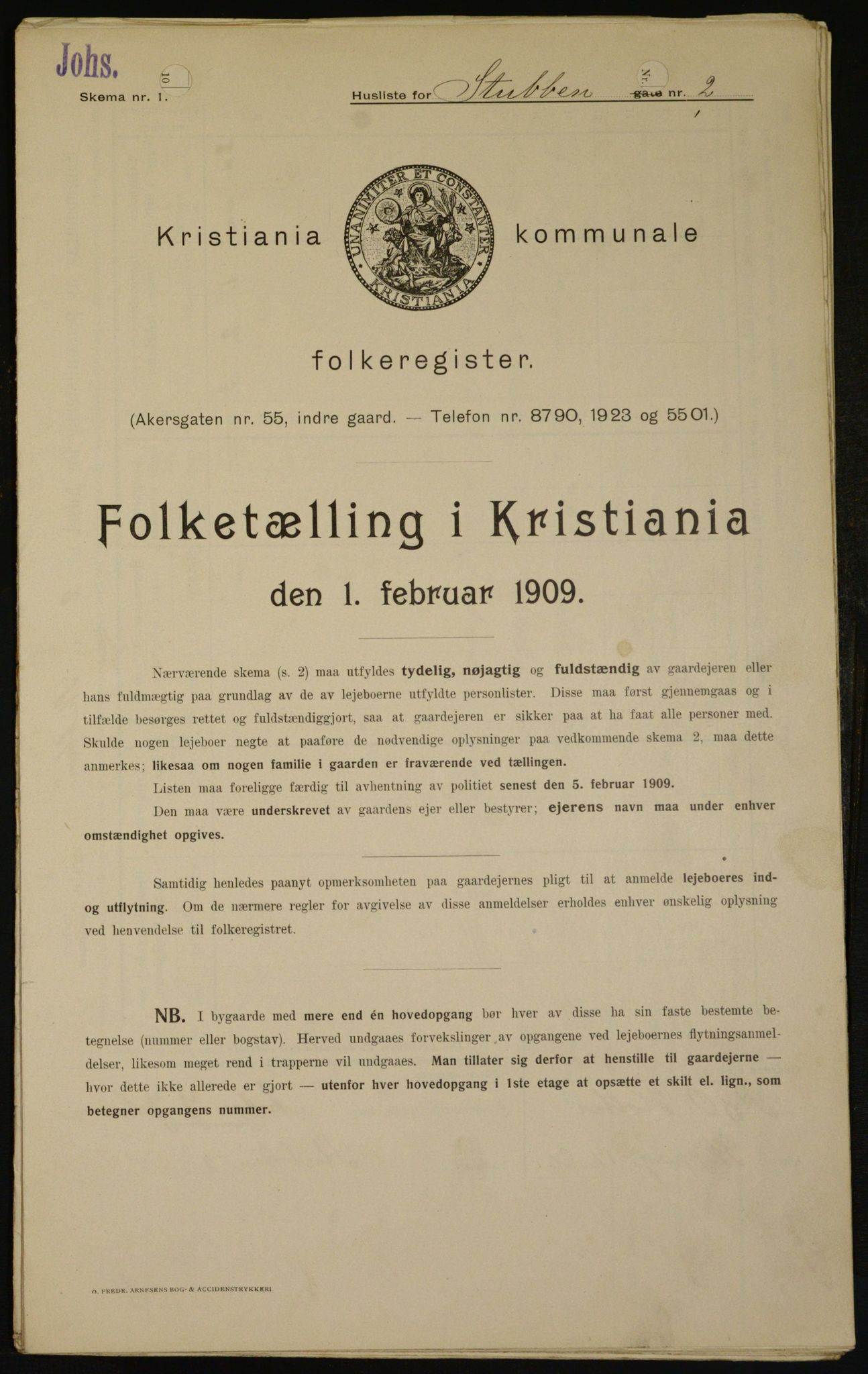 OBA, Municipal Census 1909 for Kristiania, 1909, p. 94493