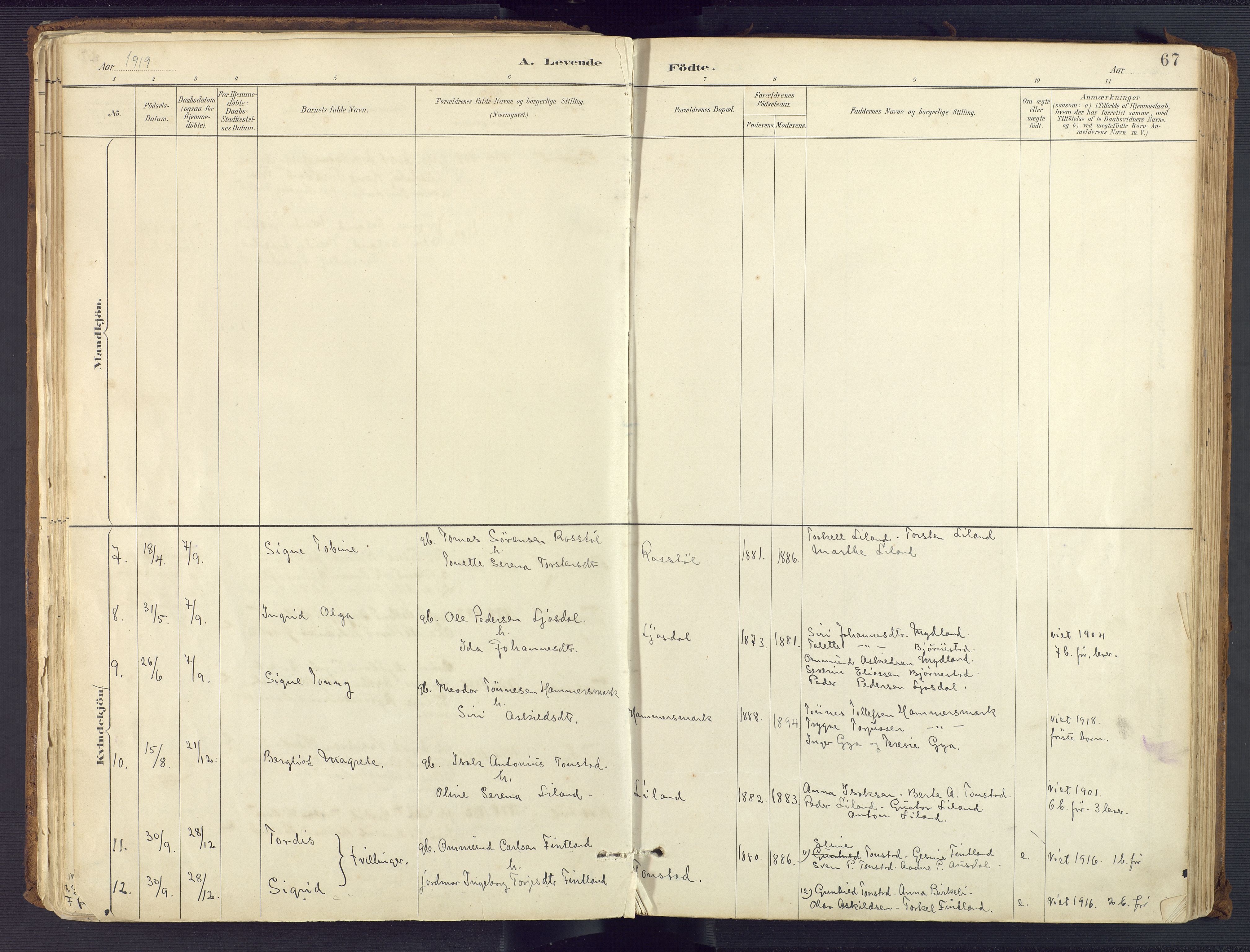 Sirdal sokneprestkontor, AV/SAK-1111-0036/F/Fa/Fab/L0004: Parish register (official) no. A 4, 1887-1919, p. 67