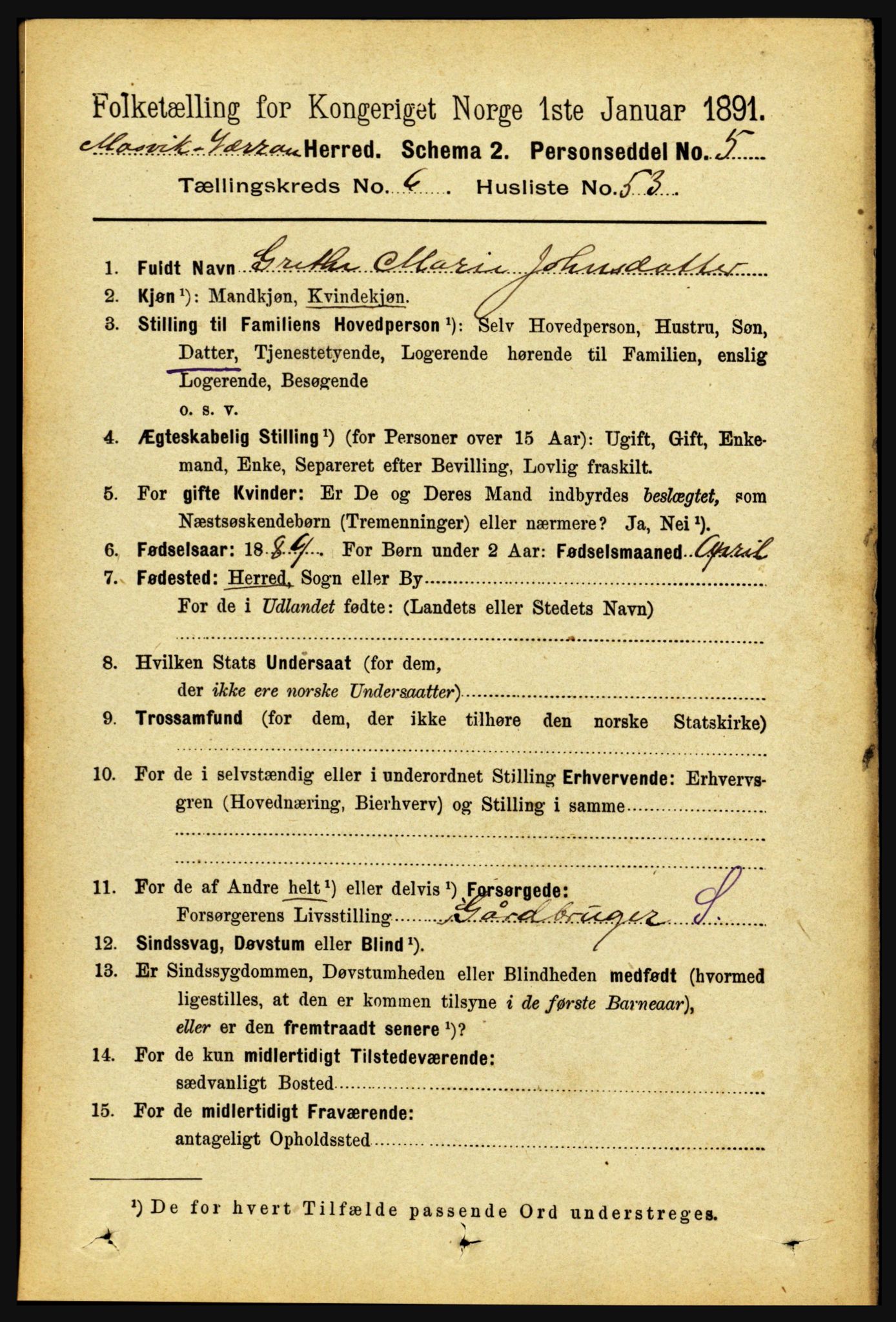 RA, 1891 census for 1723 Mosvik og Verran, 1891, p. 2836