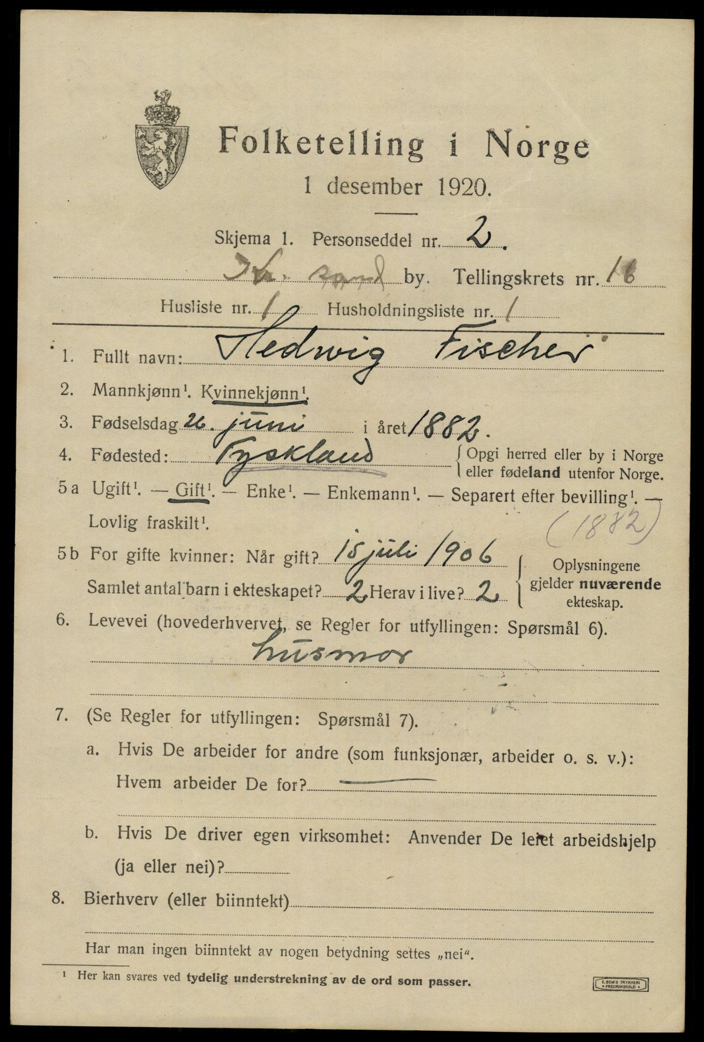 SAK, 1920 census for Kristiansand, 1920, p. 31391