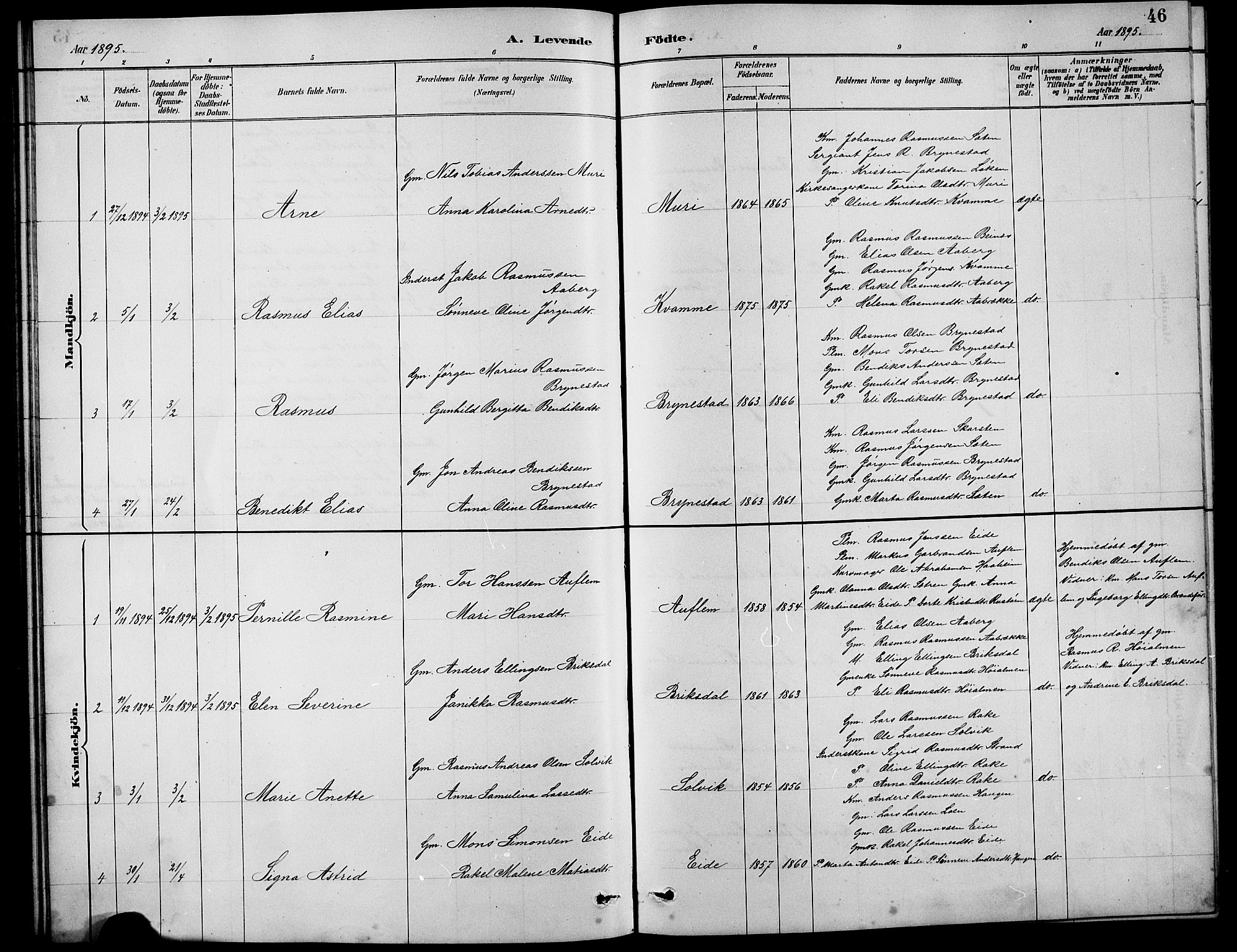 Innvik sokneprestembete, SAB/A-80501: Parish register (copy) no. B 3, 1886-1897, p. 46
