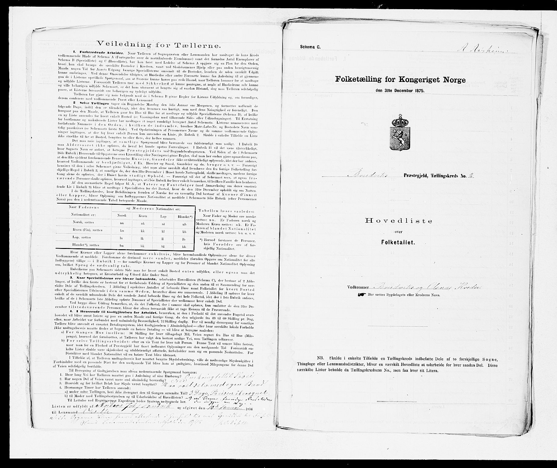 SAB, 1875 census for 1251P Bruvik, 1875, p. 4