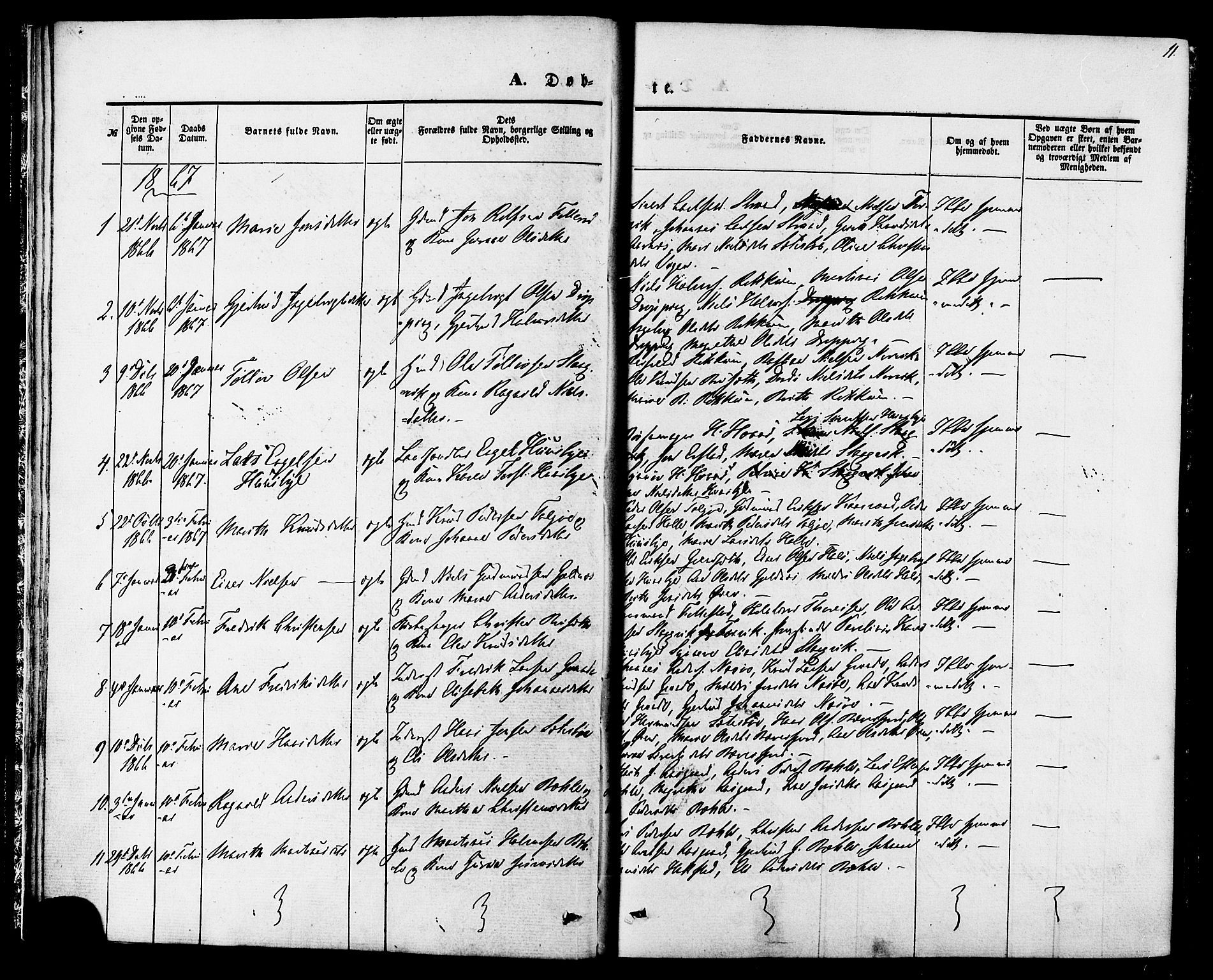 Ministerialprotokoller, klokkerbøker og fødselsregistre - Møre og Romsdal, AV/SAT-A-1454/592/L1027: Parish register (official) no. 592A05, 1865-1878, p. 11