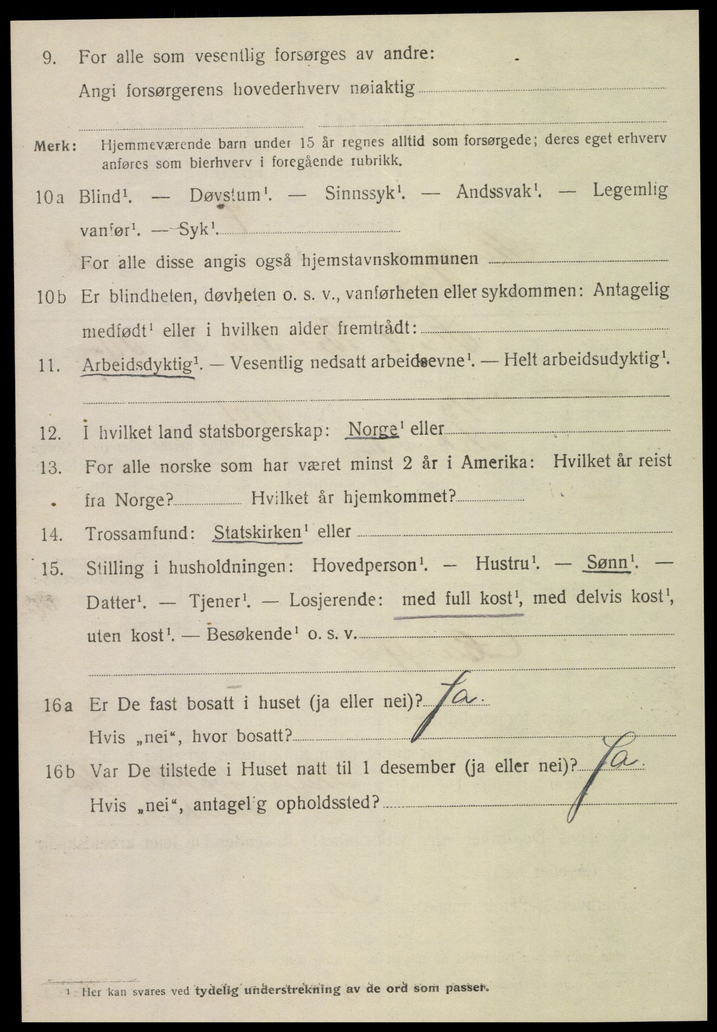 SAT, 1920 census for Steinkjer, 1920, p. 4865