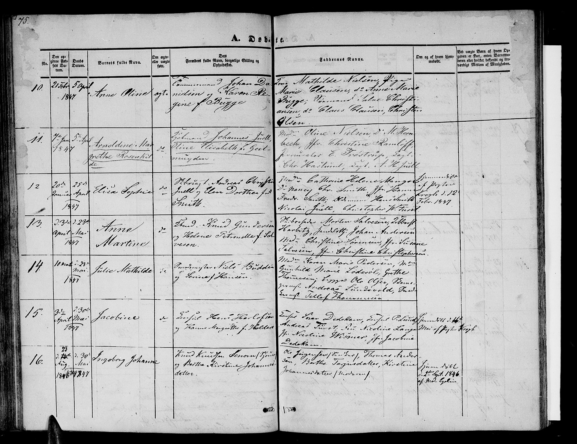 Arendal sokneprestkontor, Trefoldighet, AV/SAK-1111-0040/F/Fb/L0002: Parish register (copy) no. B 2, 1838-1860, p. 75