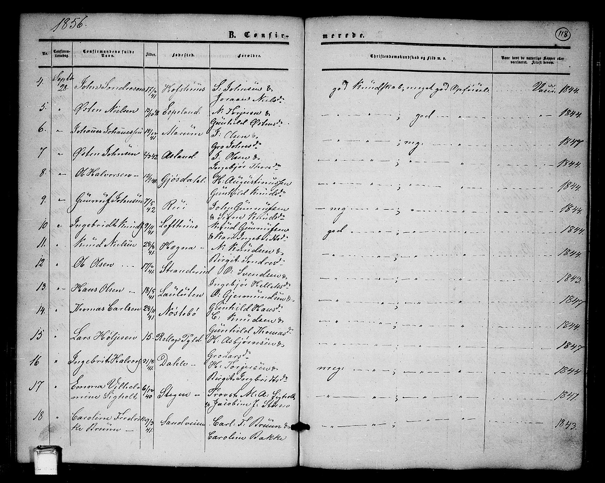 Tinn kirkebøker, SAKO/A-308/G/Ga/L0002: Parish register (copy) no. I 2, 1851-1883, p. 118