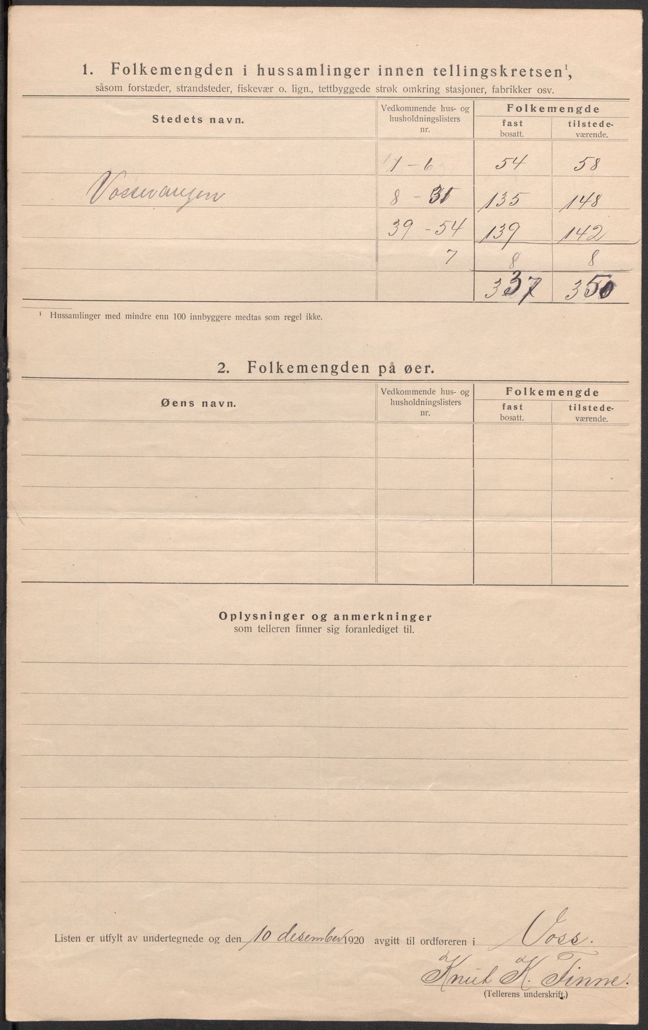 SAB, 1920 census for Voss, 1920, p. 19