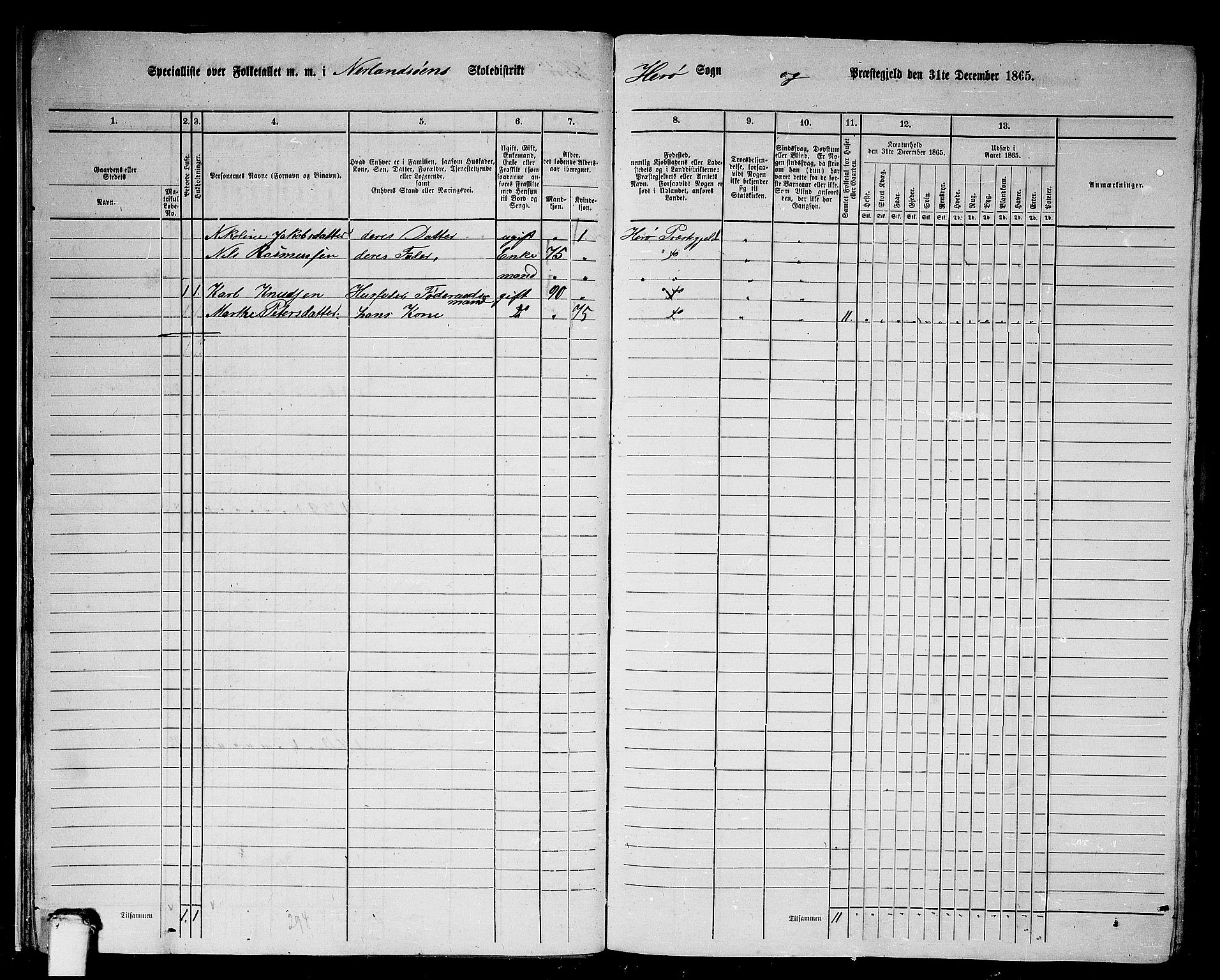 RA, 1865 census for Herøy, 1865, p. 25