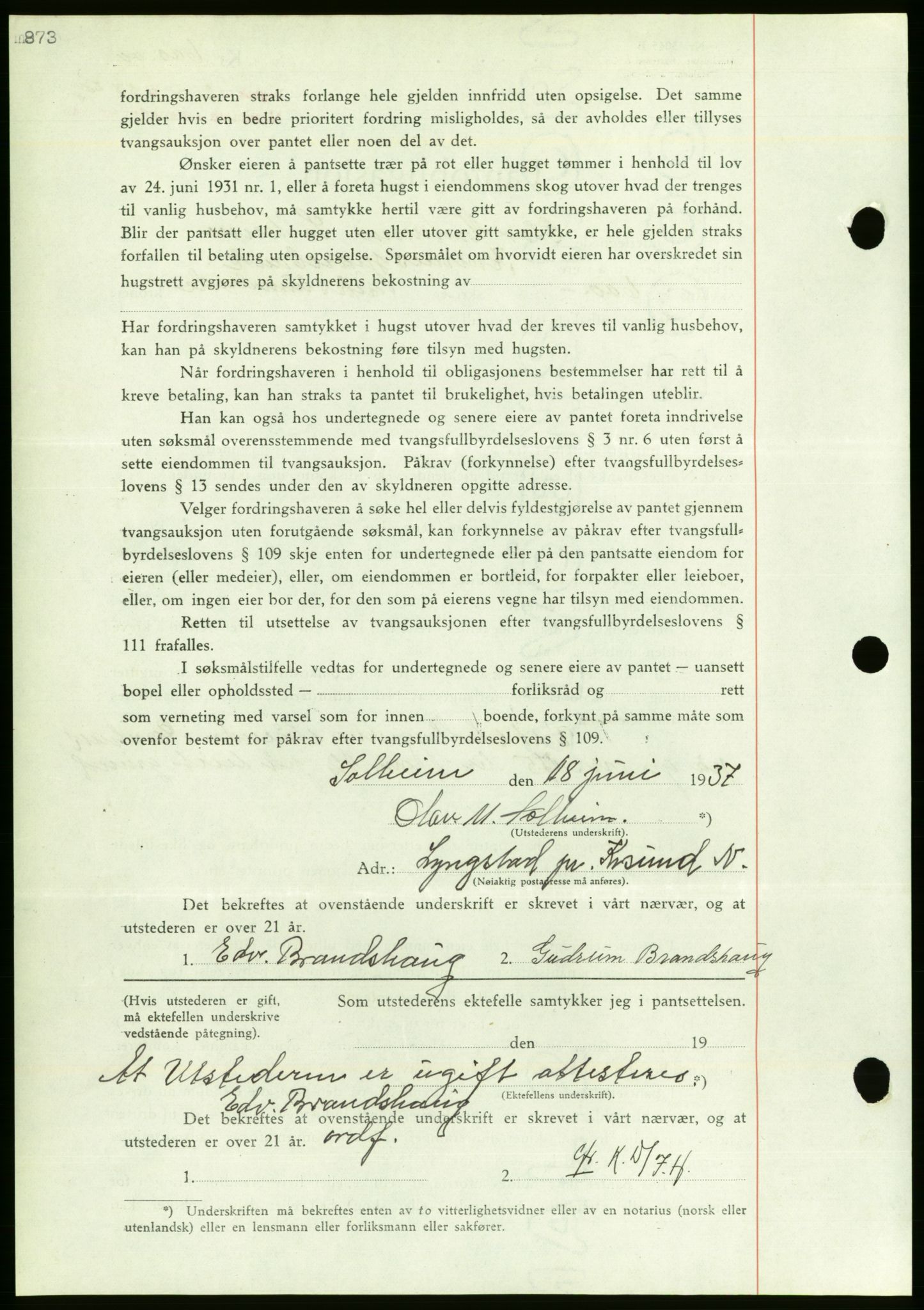 Nordmøre sorenskriveri, AV/SAT-A-4132/1/2/2Ca/L0091: Mortgage book no. B81, 1937-1937, Diary no: : 2114/1937