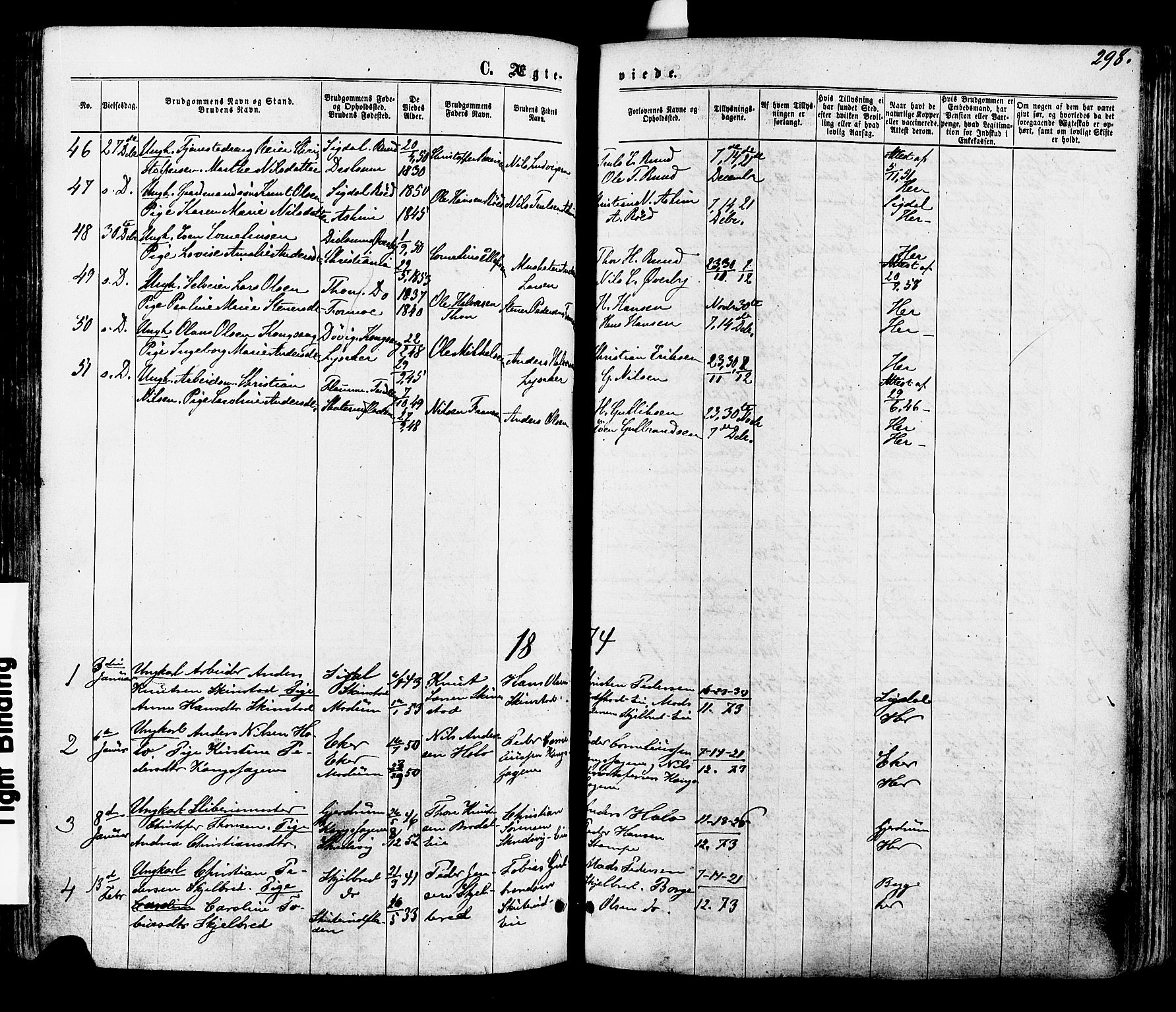 Modum kirkebøker, SAKO/A-234/F/Fa/L0010: Parish register (official) no. 10, 1865-1876, p. 298