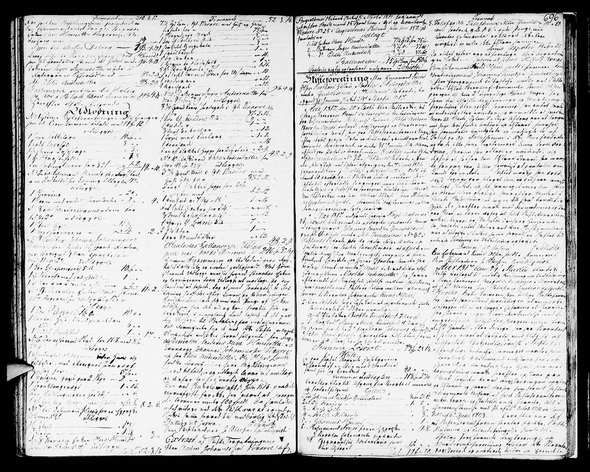 Karmsund sorenskriveri, AV/SAST-A-100311/01/IV/IVDB/L0005: SKIFTEPROTOKOLL A 4B, 1813-1817, p. 695b-696a